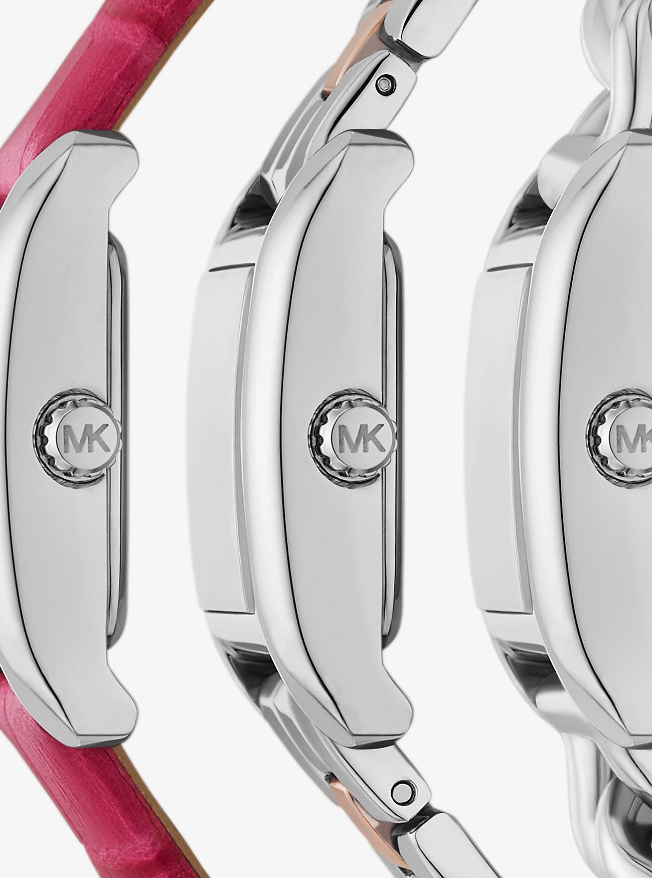 Petite Monroe Two-Tone and Crocodile-Embossed Leather Watch Strap Set DRAGON FRUIT