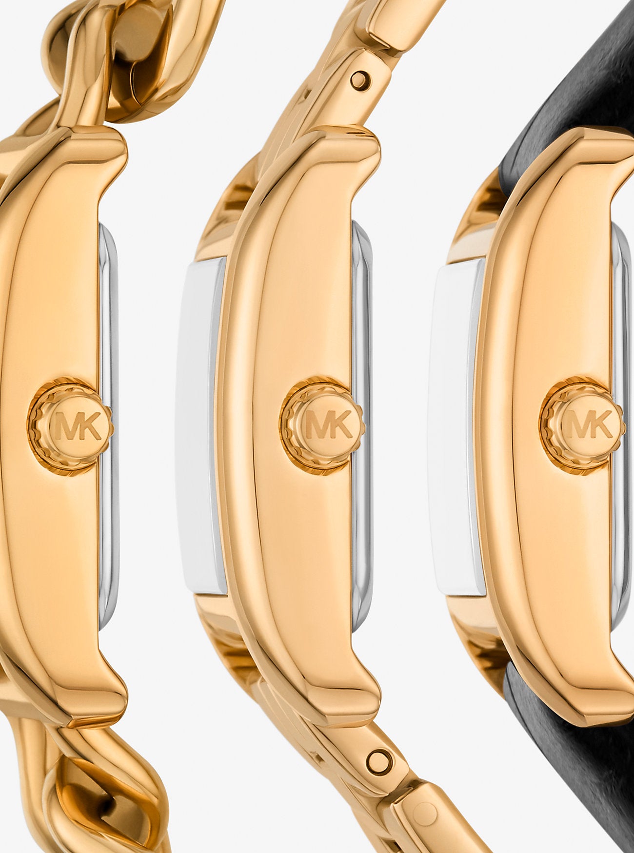 Petite Monroe Gold-Tone and Crocodile-Embossed Leather Watch Strap Set BLACK