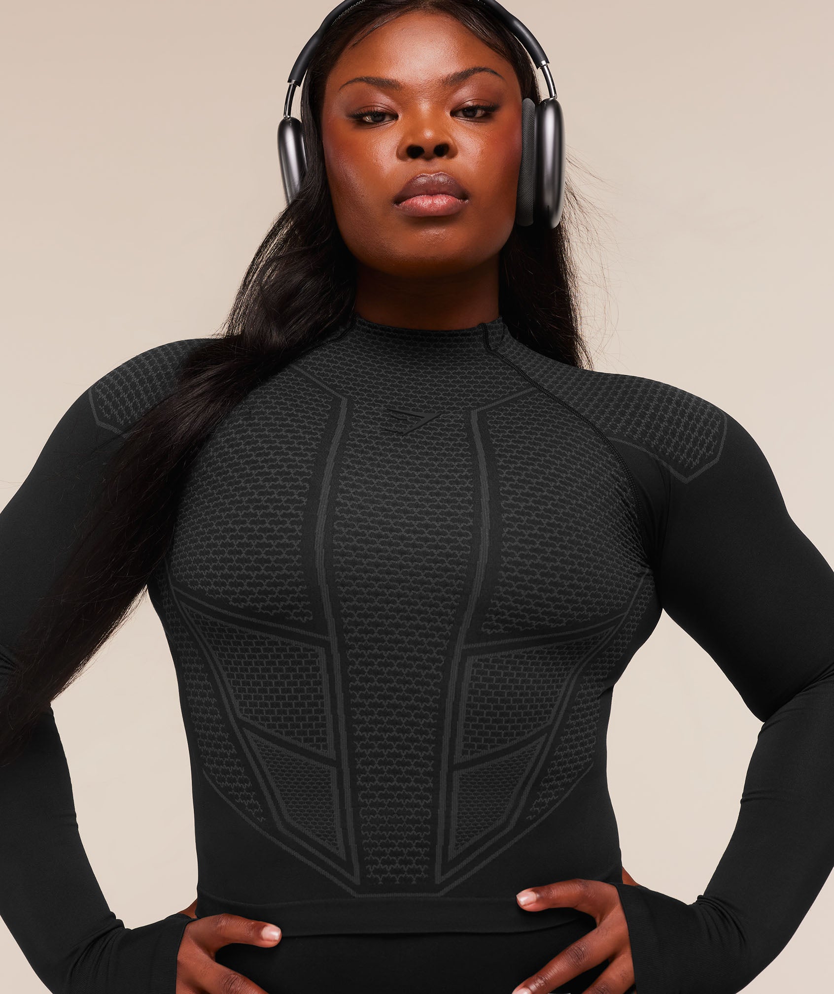 Gymshark Onyx V1 Long Sleeve Top 'Black Onyx Grey'