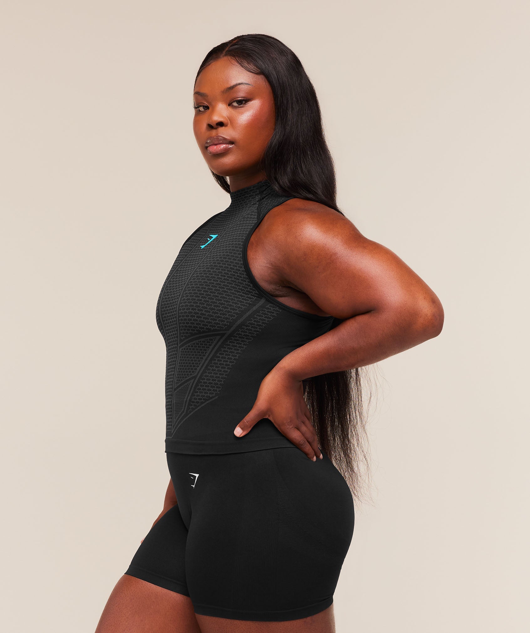 Gymshark Onyx V1 Tank 'Black Onyx Grey Brand Blue'