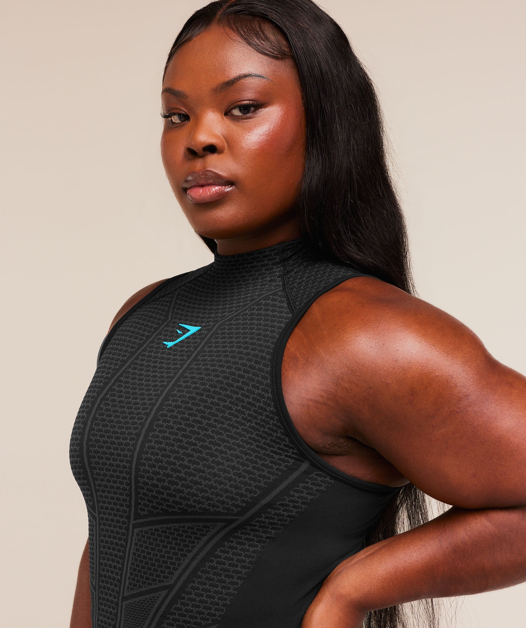 Gymshark Onyx V1 Tank 'Black Onyx Grey Brand Blue'