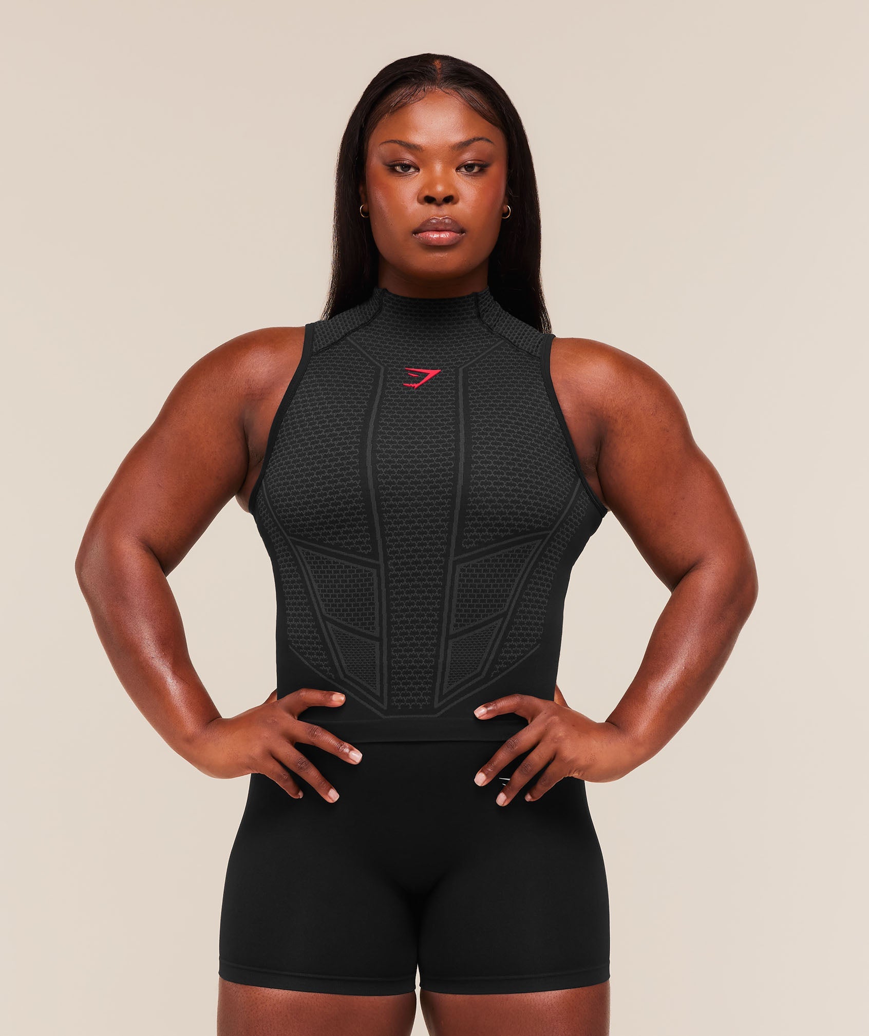 Gymshark Onyx V1 Tank 'Black Onyx Grey Carmine Red'
