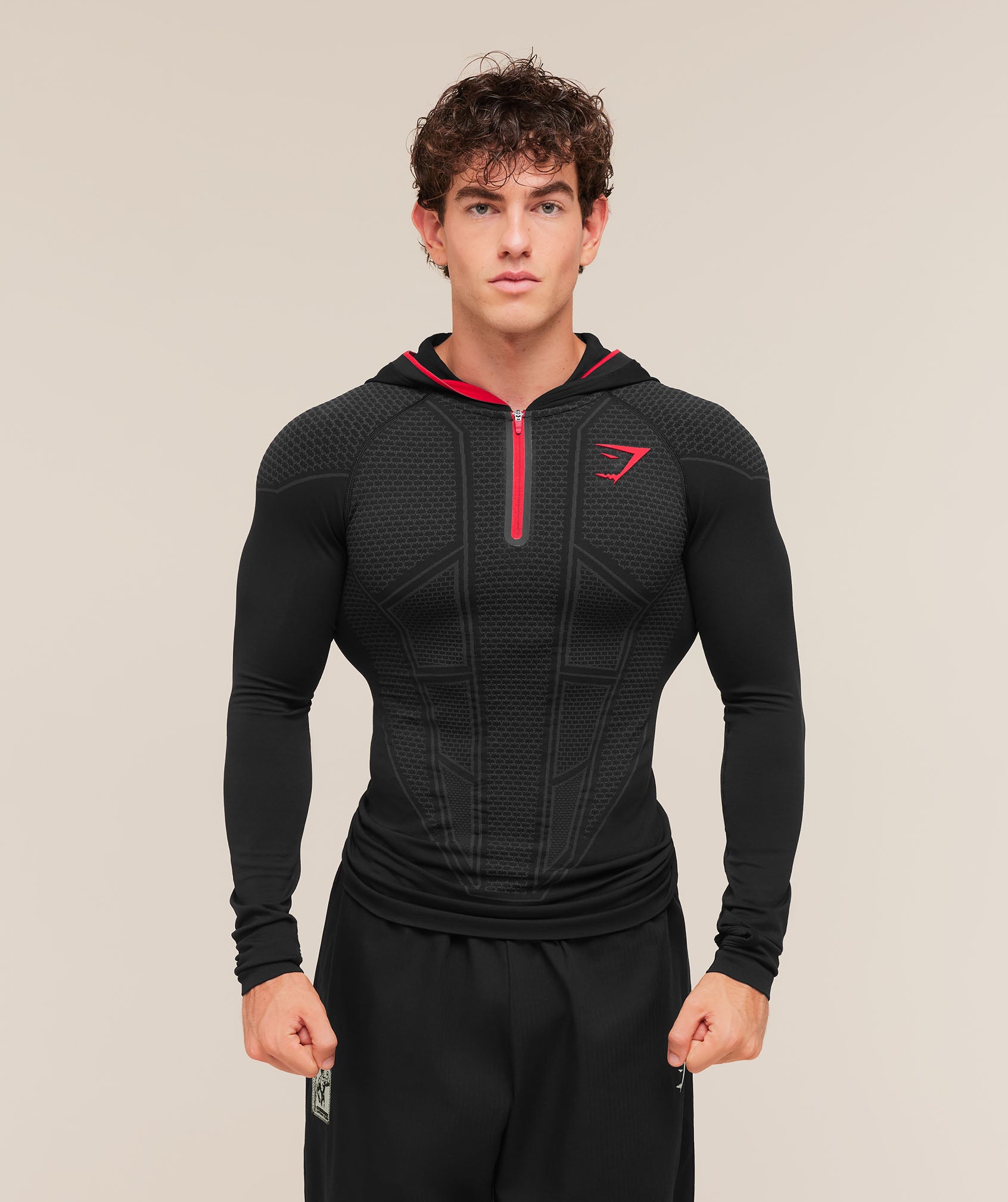 Gymshark Onyx V1 Hoodie 'Black Onyx Grey Carmine Red'