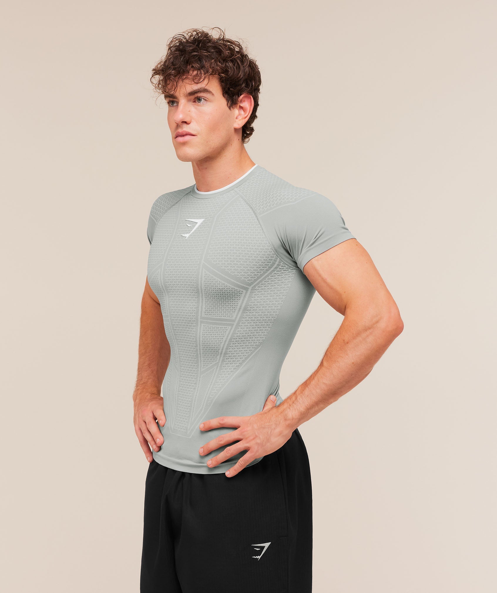Gymshark Onyx V1 T-Shirt 'Smokey Grey Light Grey White'
