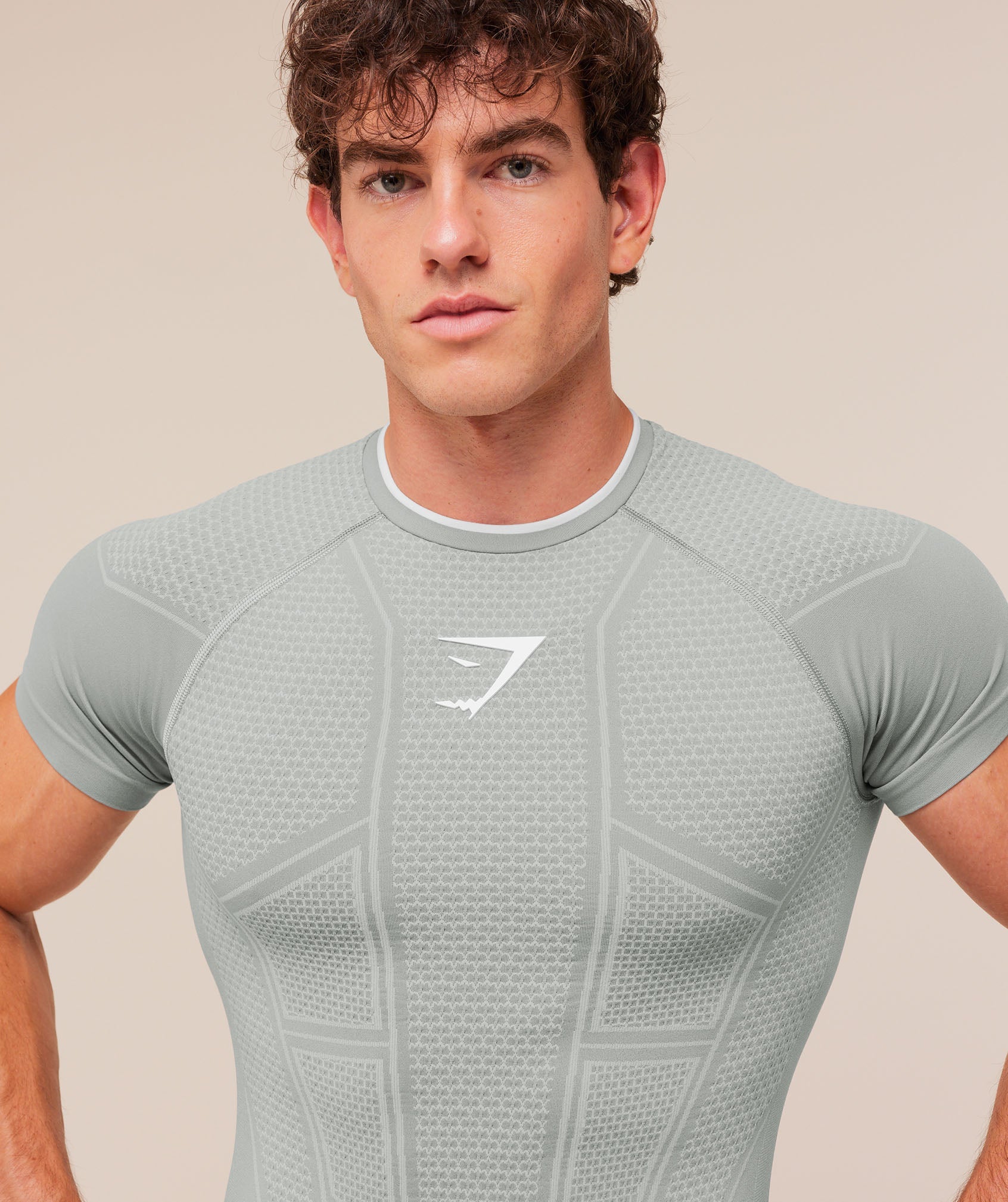 Gymshark Onyx V1 T-Shirt 'Smokey Grey Light Grey White'