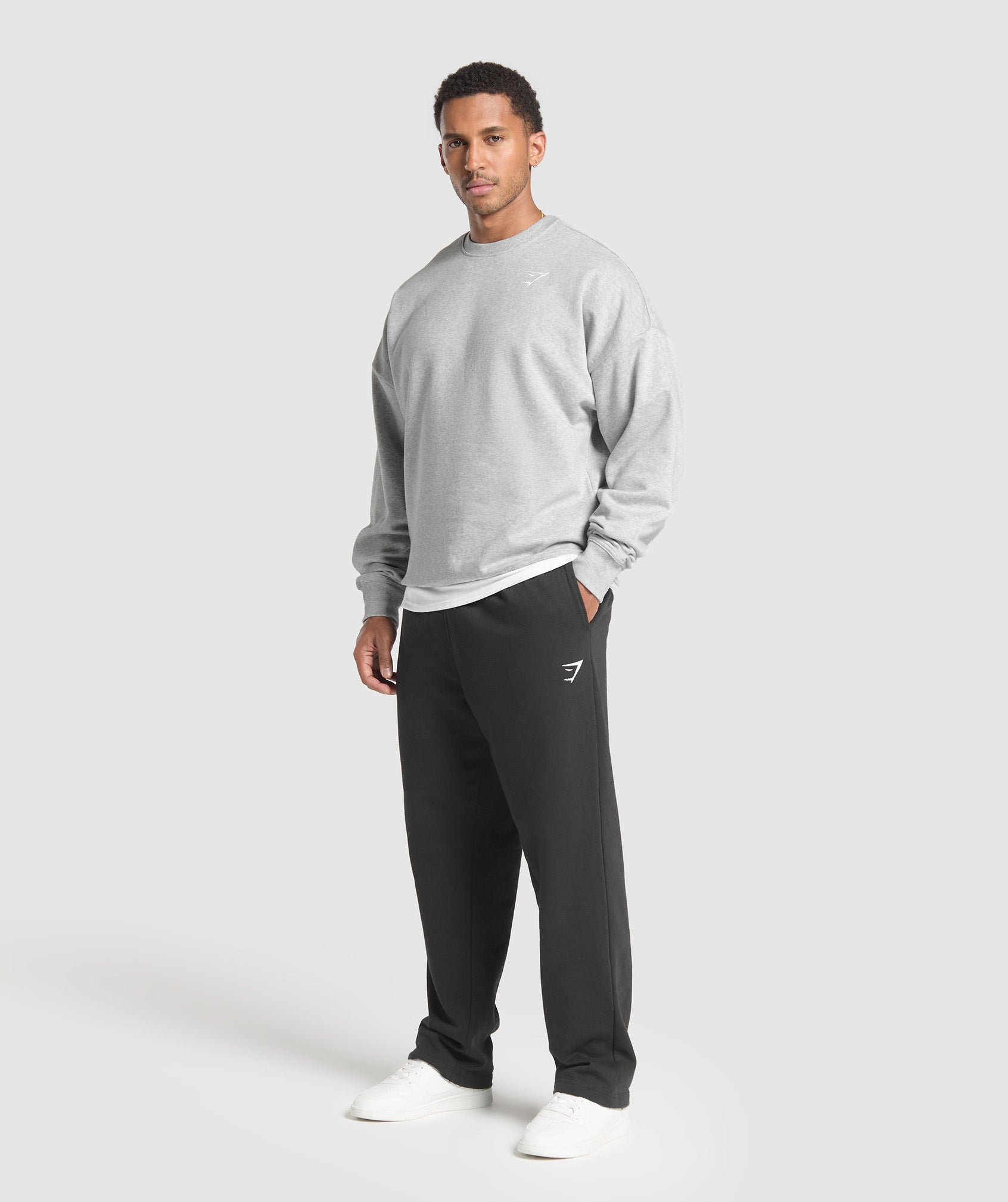 Gymshark Oversized Crest Crew 'Light Grey Core Marl'