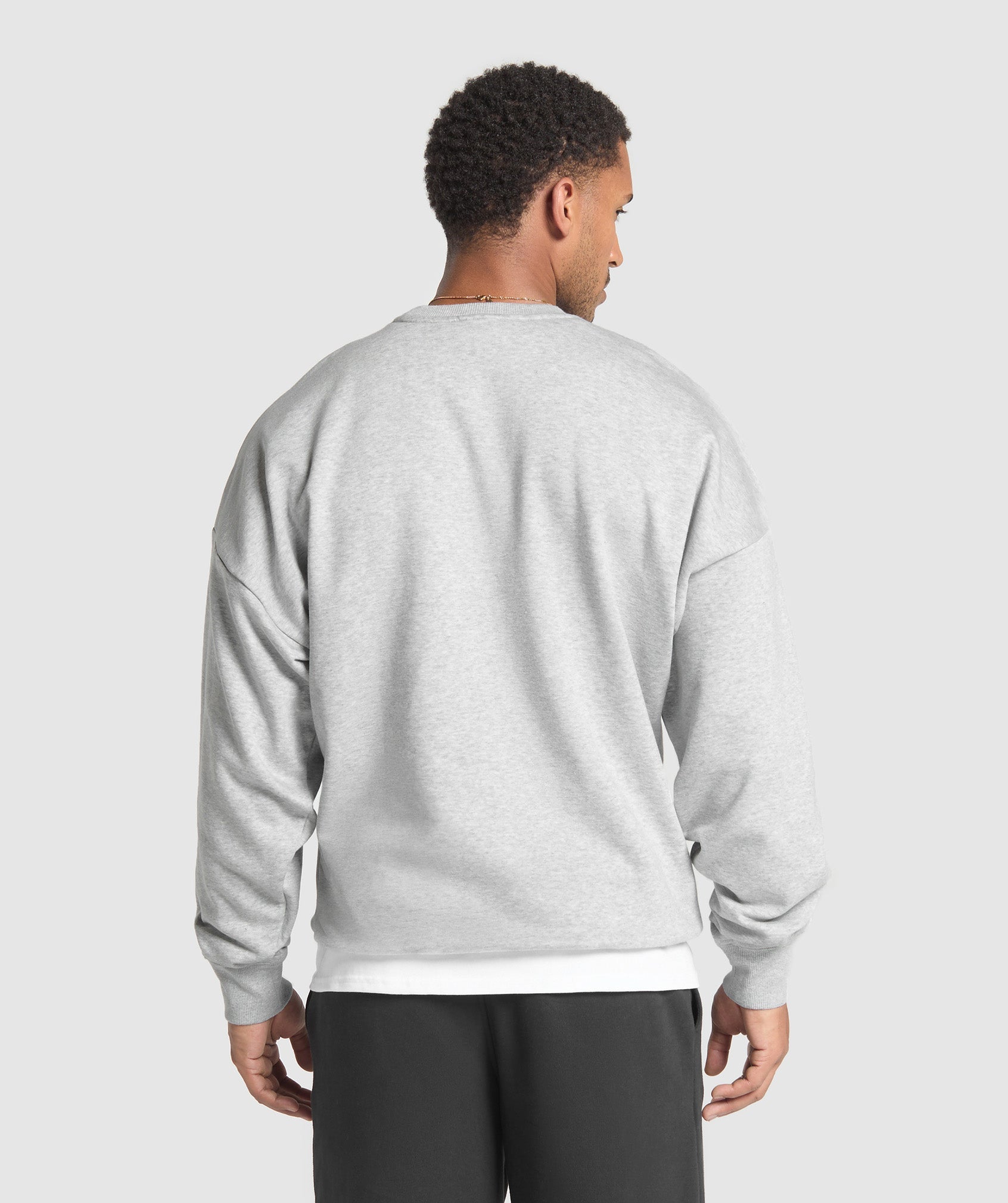 Gymshark Oversized Crest Crew 'Light Grey Core Marl'