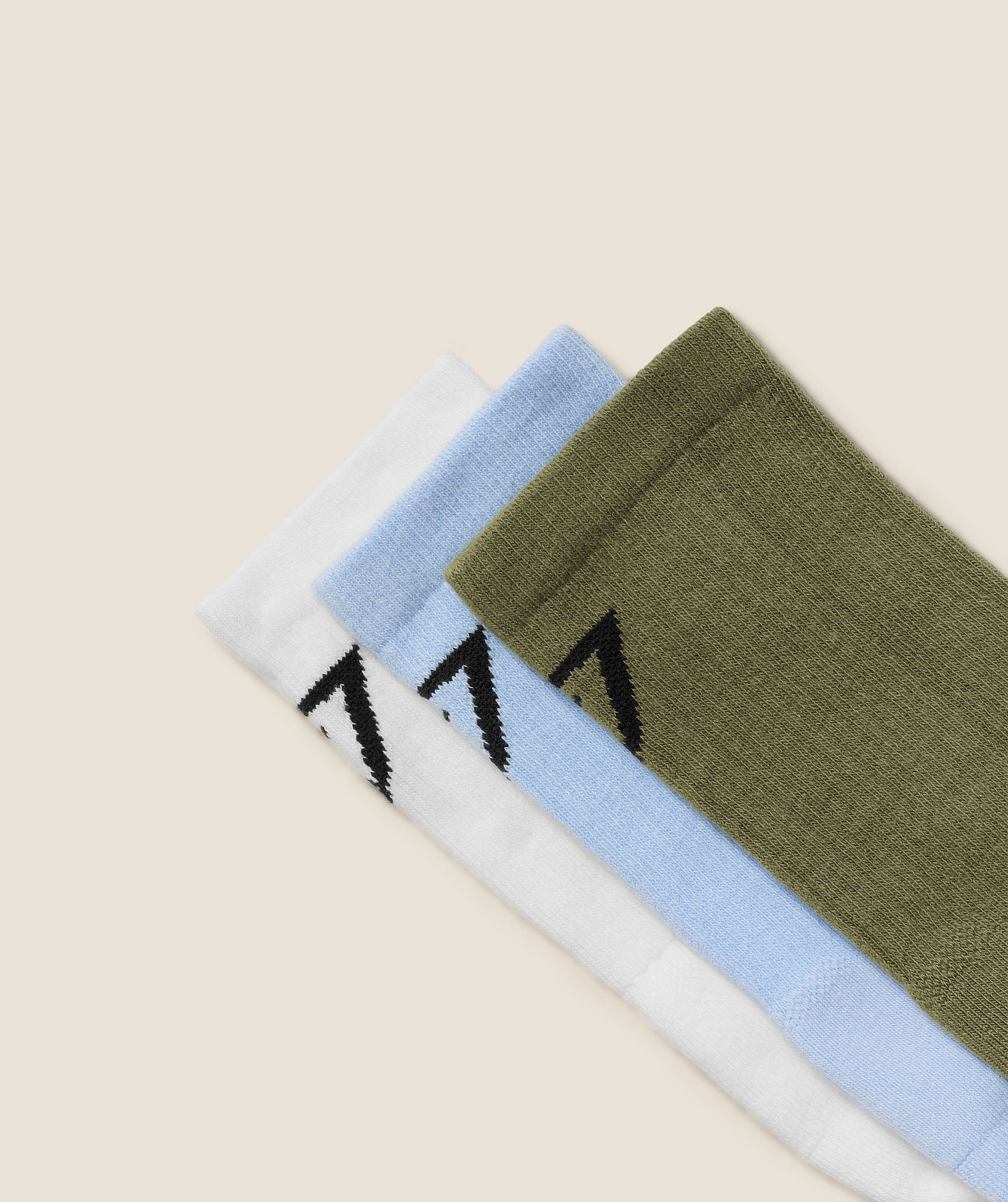 Gymshark Crew Socks 3PK 'White Tranquil Blue Grounded Green'