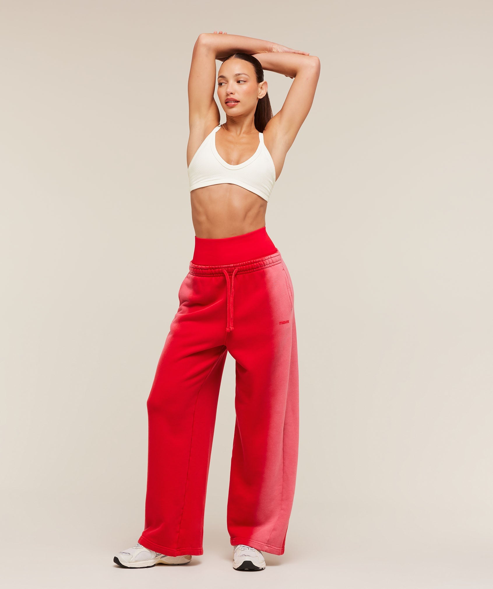 Gymshark Pump Washed Straight Leg Joggers 'Carmine Red Soft White'