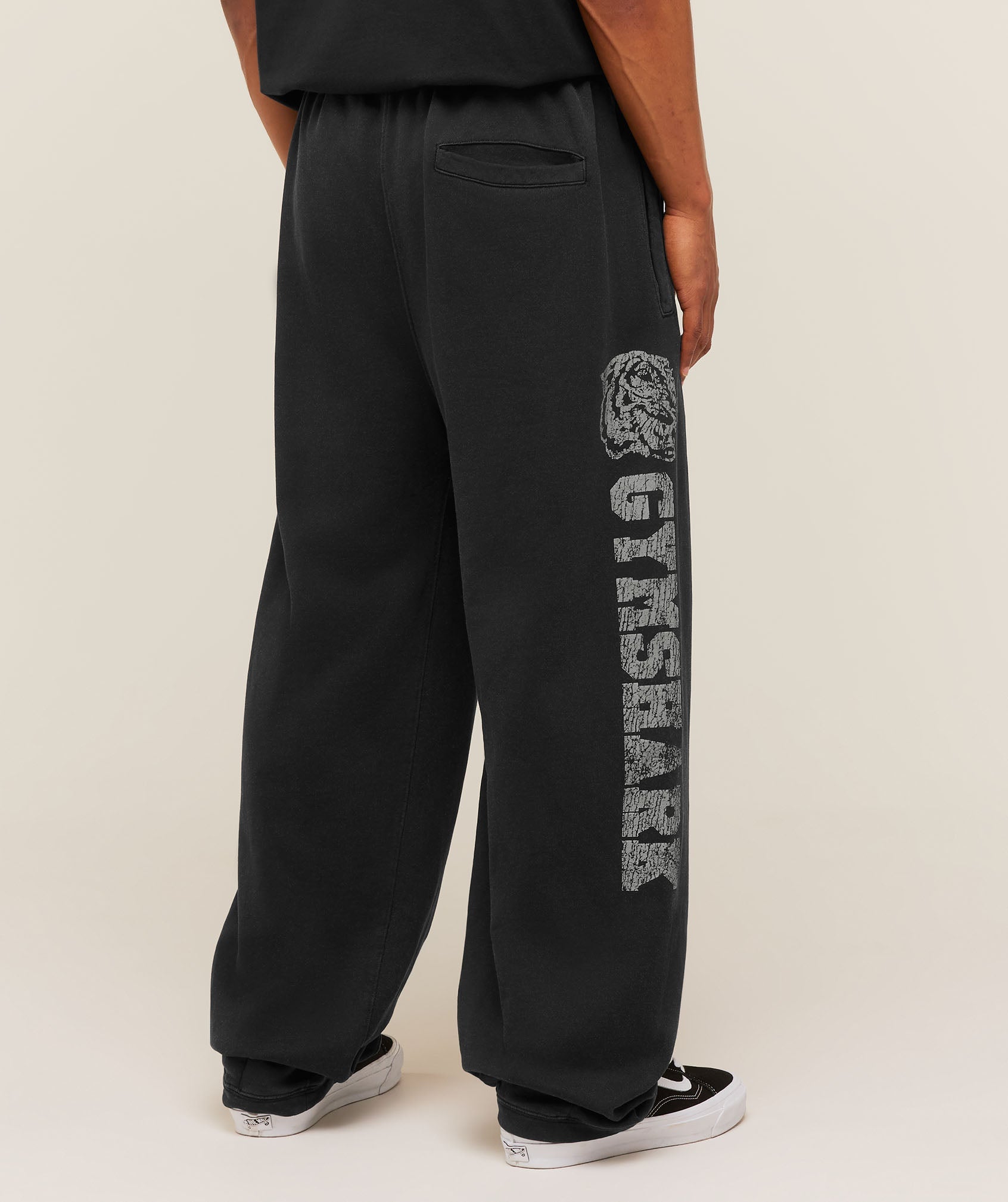 Gymshark Retro Collegiate Graphic Wide Leg Pants 'Black'