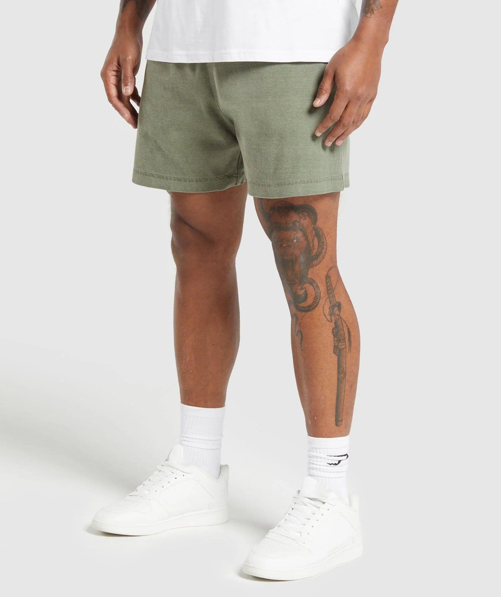 Gymshark Heavyweight Ribbed Shorts Oversized Fit Unit Green