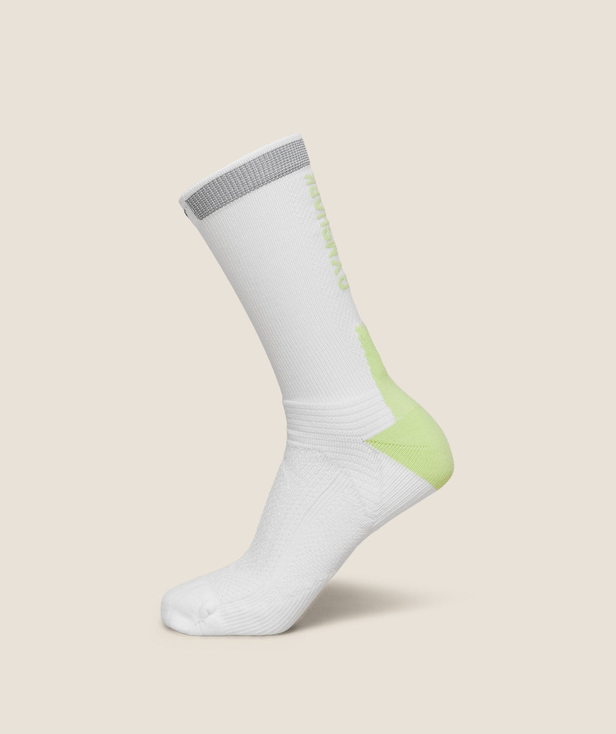 Gymshark Running Elite Crew Sock Single 'White Pace Green'