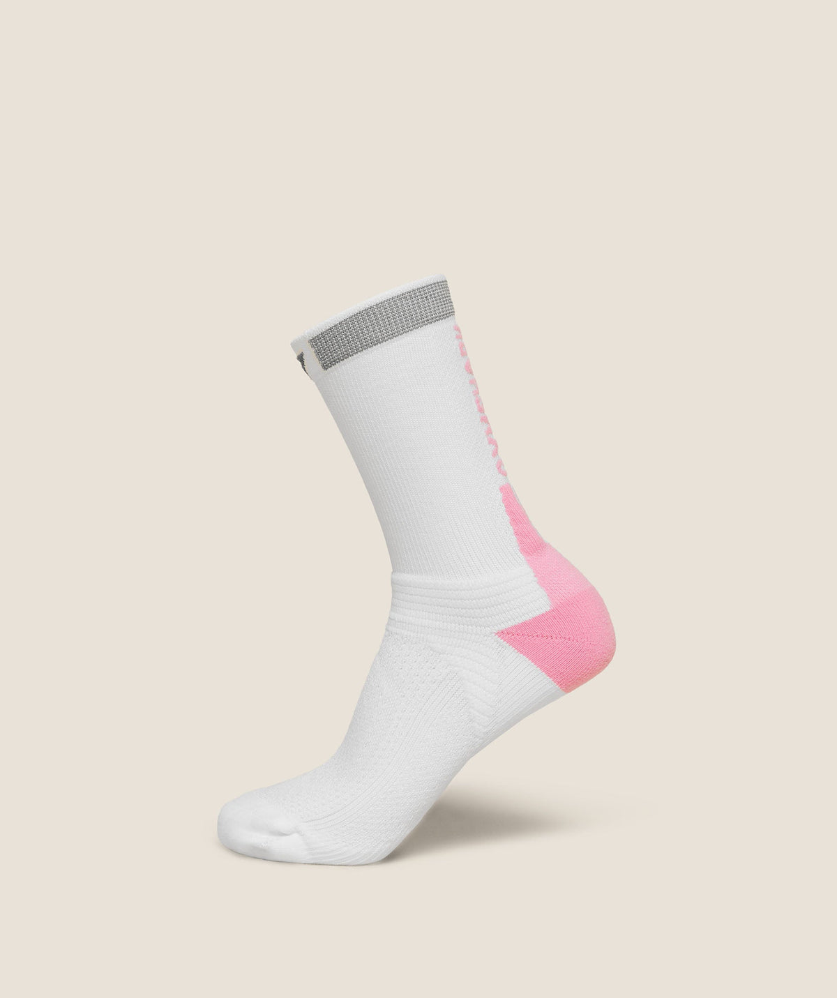 Gymshark Running Elite Crew Sock Single 'White Poise Pink'