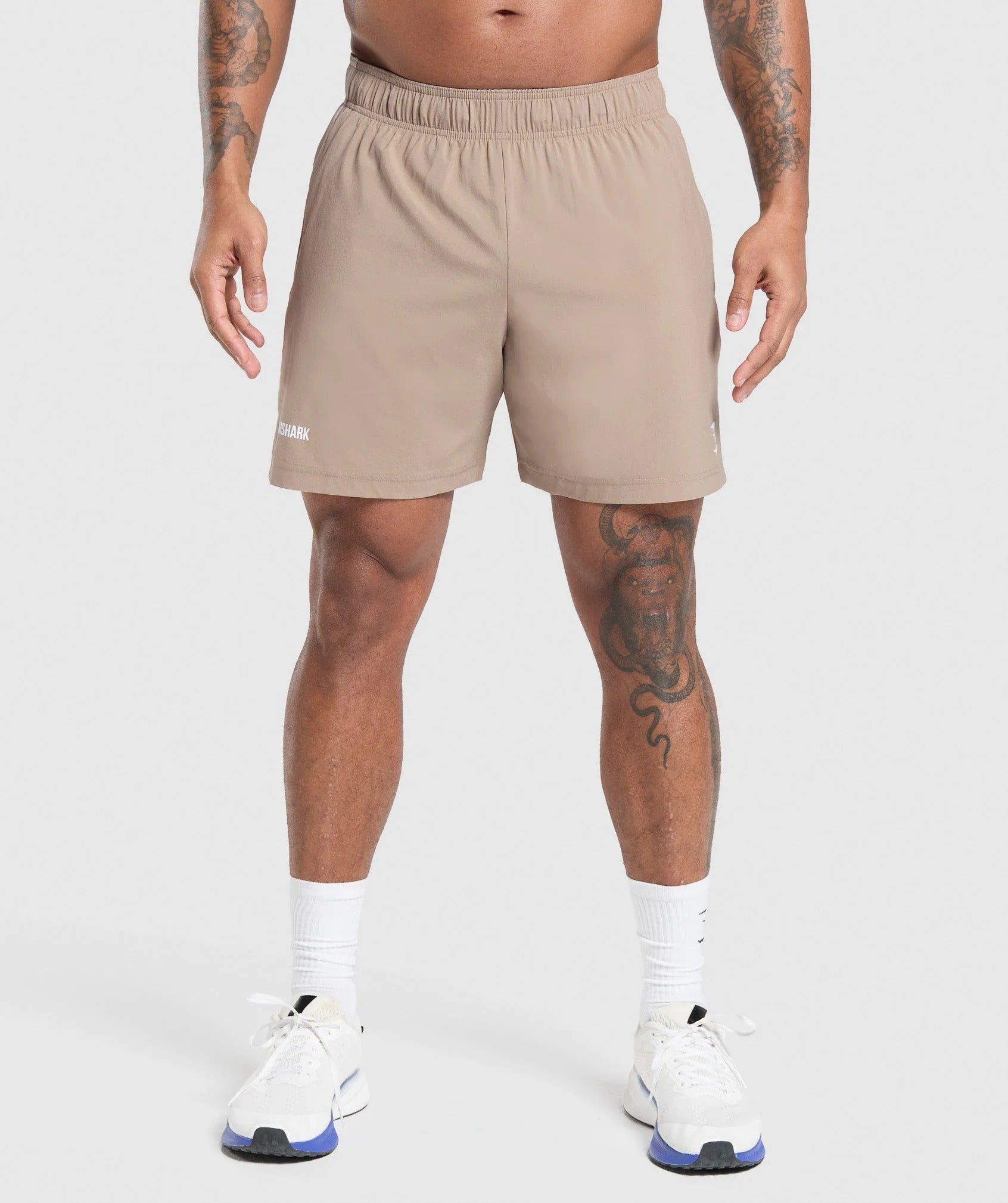 Gymshark Sport Panel 7" Shorts Cement Brown/Pebble Grey