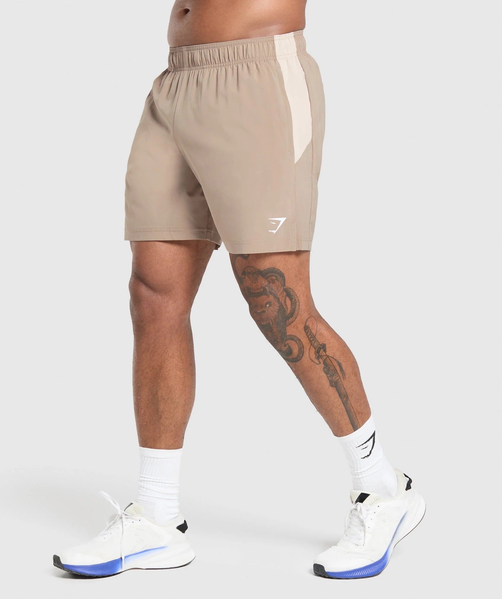 Gymshark Sport Panel 7" Shorts Cement Brown/Pebble Grey