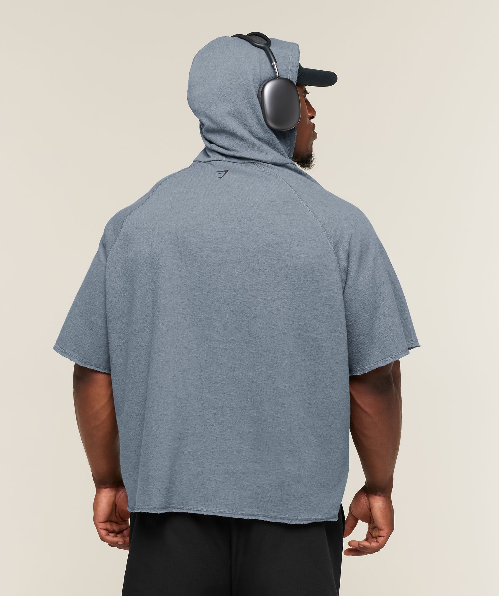 Gymshark Summer Pump Cover Short Sleeve Hoodie 'Iron Blue'
