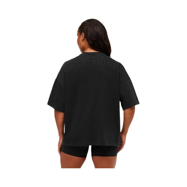 Gymshark Power Washed Oversized T-Shirt - Black/Acid Wash Small Ball