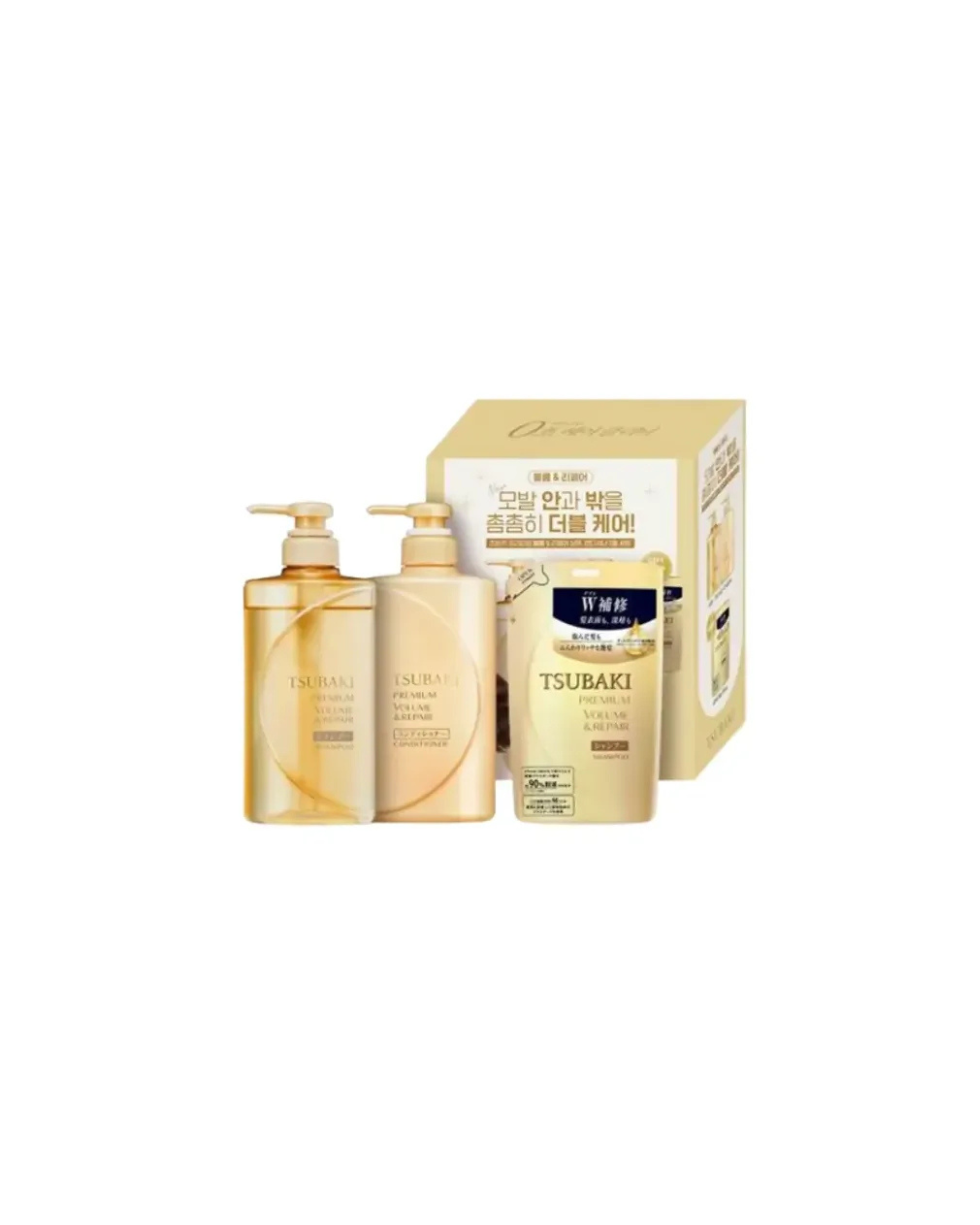 Tsubaki Premium Volume & Repair Shampoo 450ML + Conditioner Set 450 ML+ Shampoo Refill 300ml