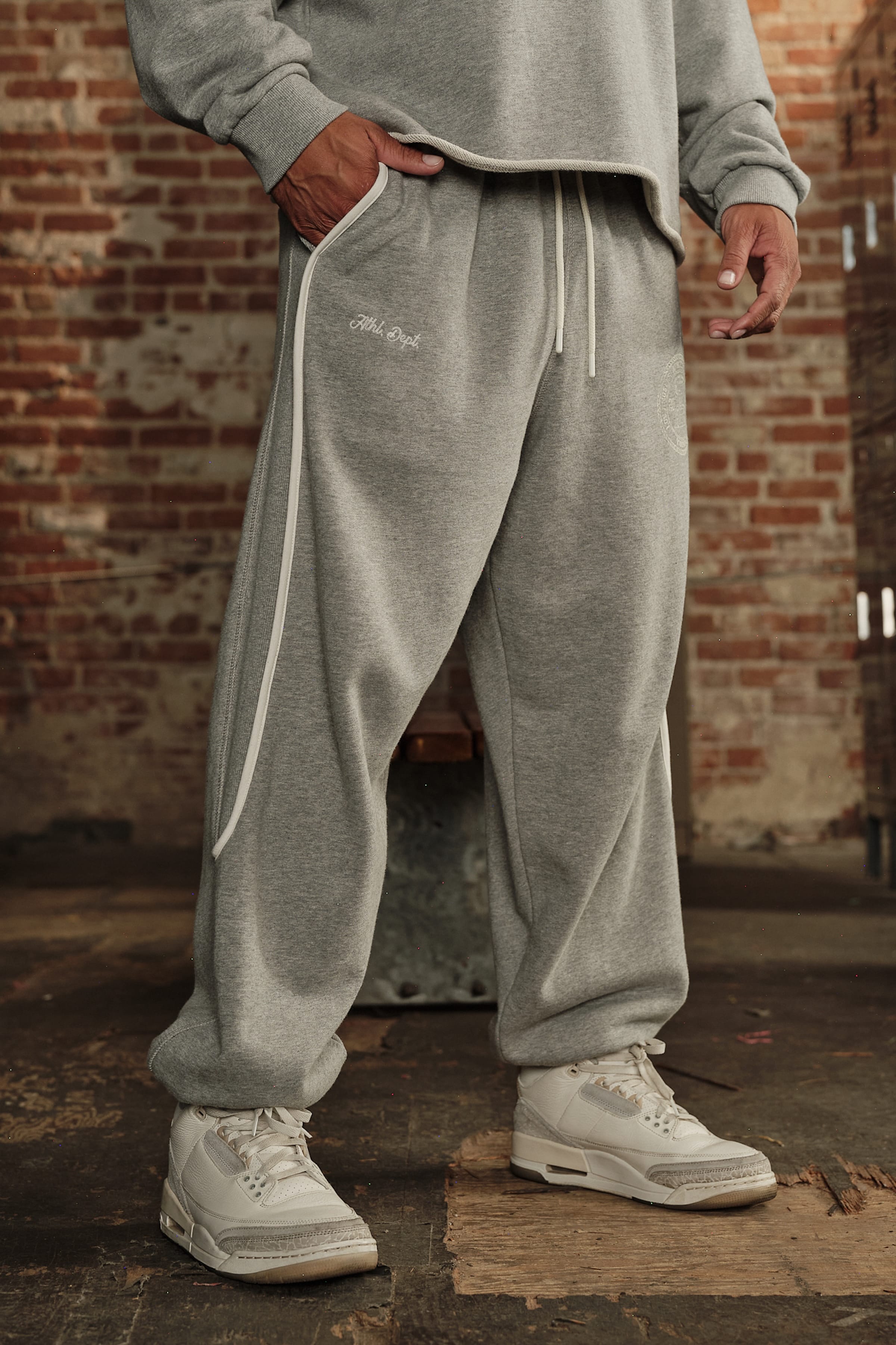 YoungLA 2176 - Golden Era Piping Joggers 'Heather Grey'