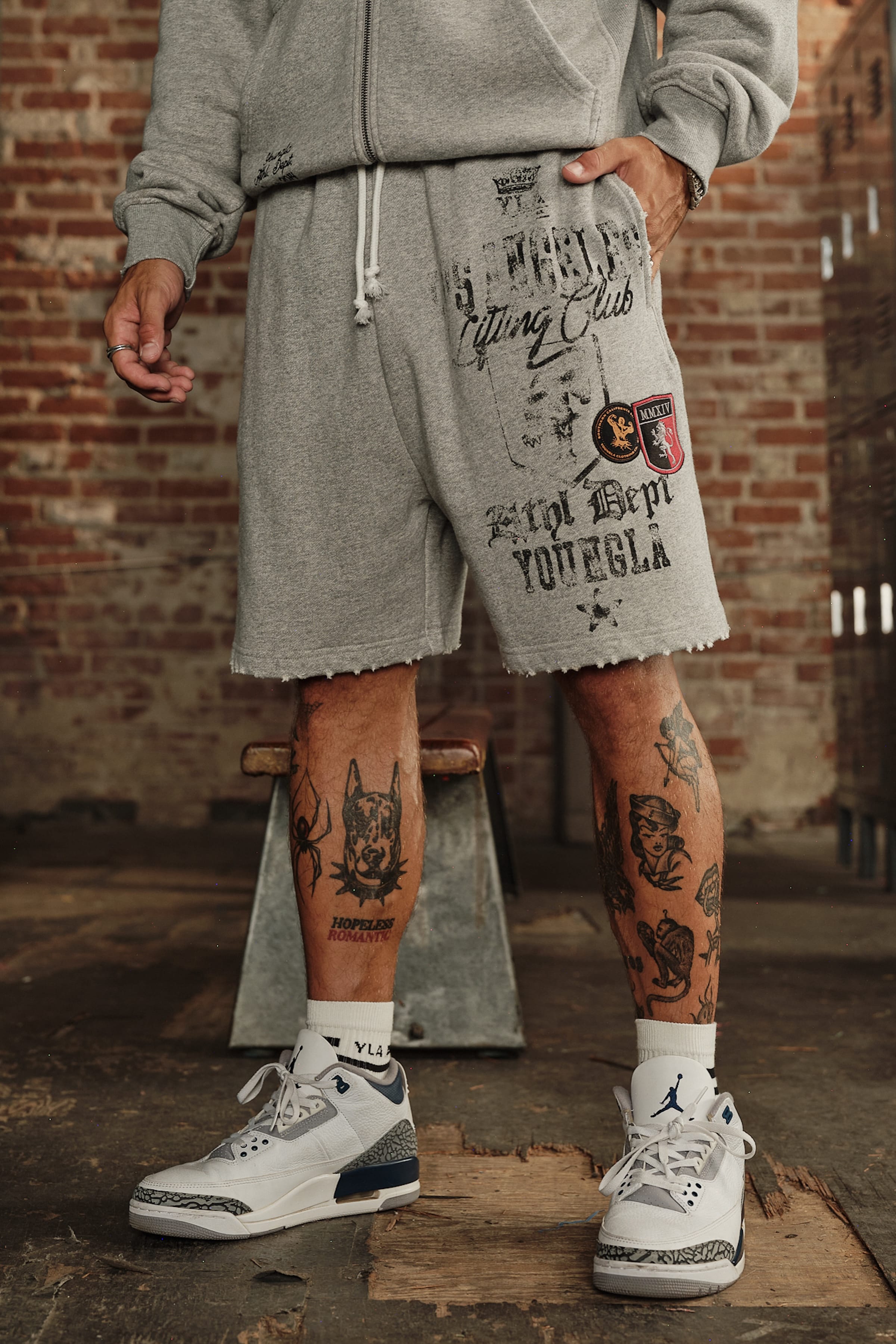 YoungLA 1065 - Golden Era Sweat Shorts 'Heather Grey'