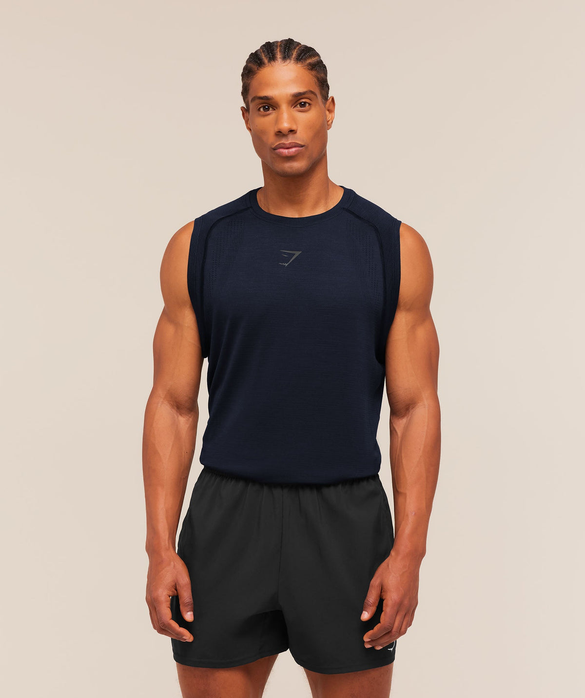 Gymshark Versatile Seamless Tank 'Heavy Blue Black'