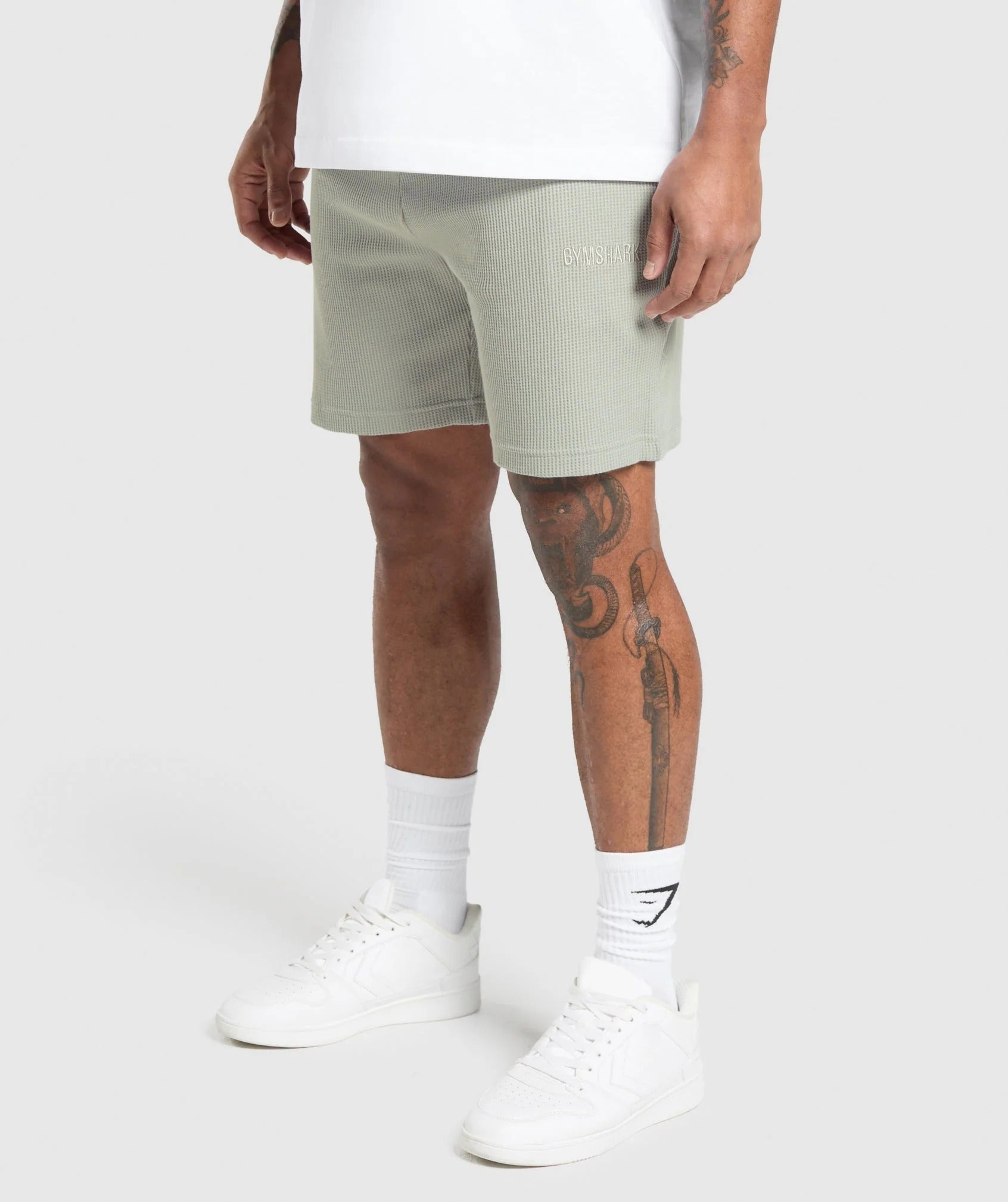 Gymshark Waffle Shorts Oversized Fit Stone Grey