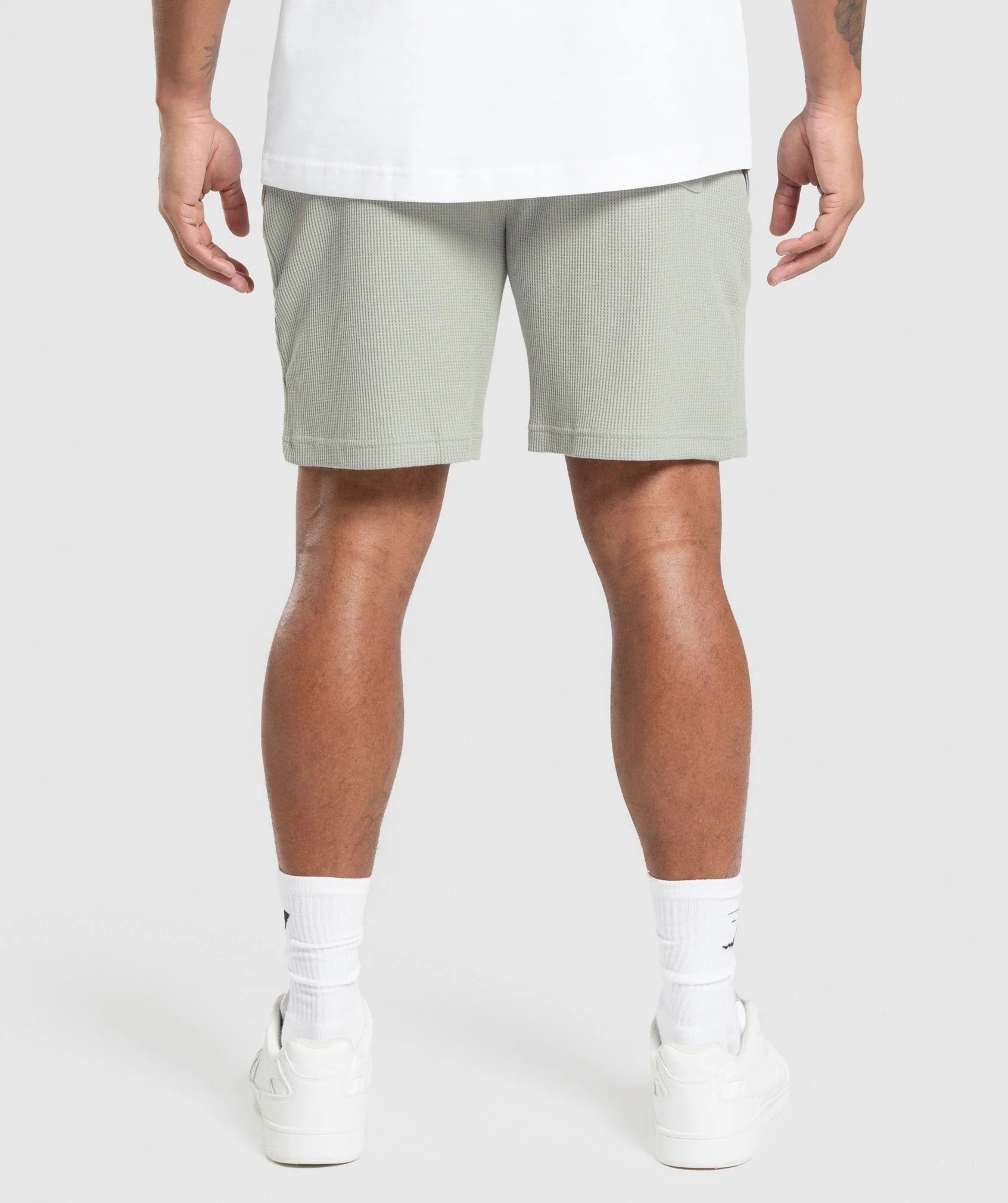 Gymshark Waffle Shorts Oversized Fit Stone Grey