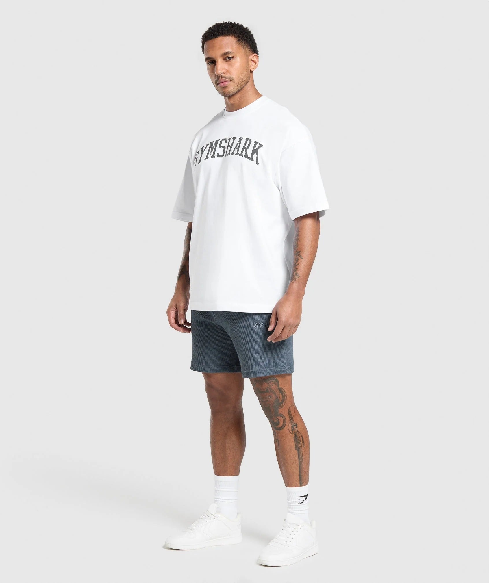 Gymshark Waffle Shorts Oversized Fit Titanium Blue