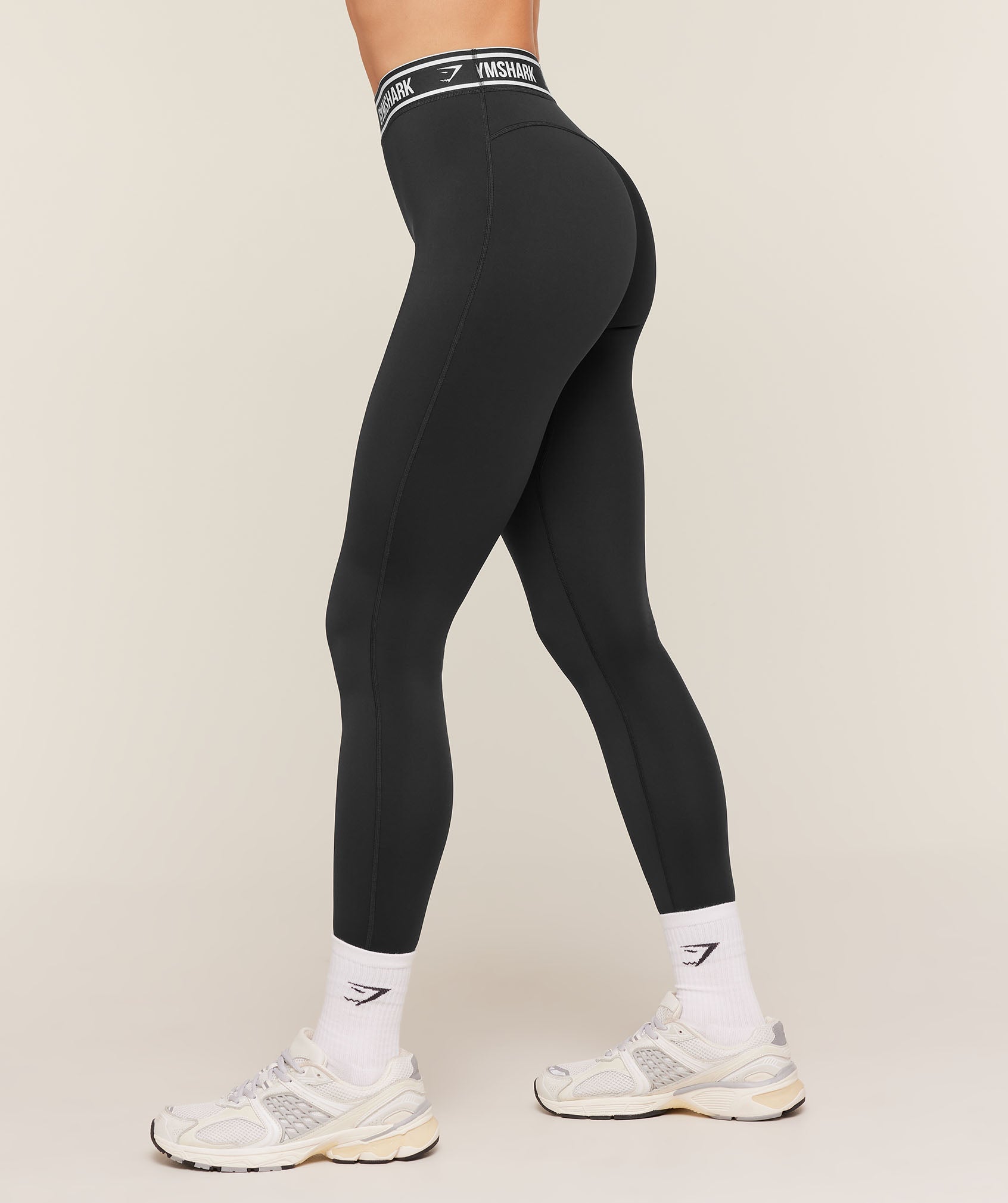 Gymshark Waistband Logo Leggings 'Black'