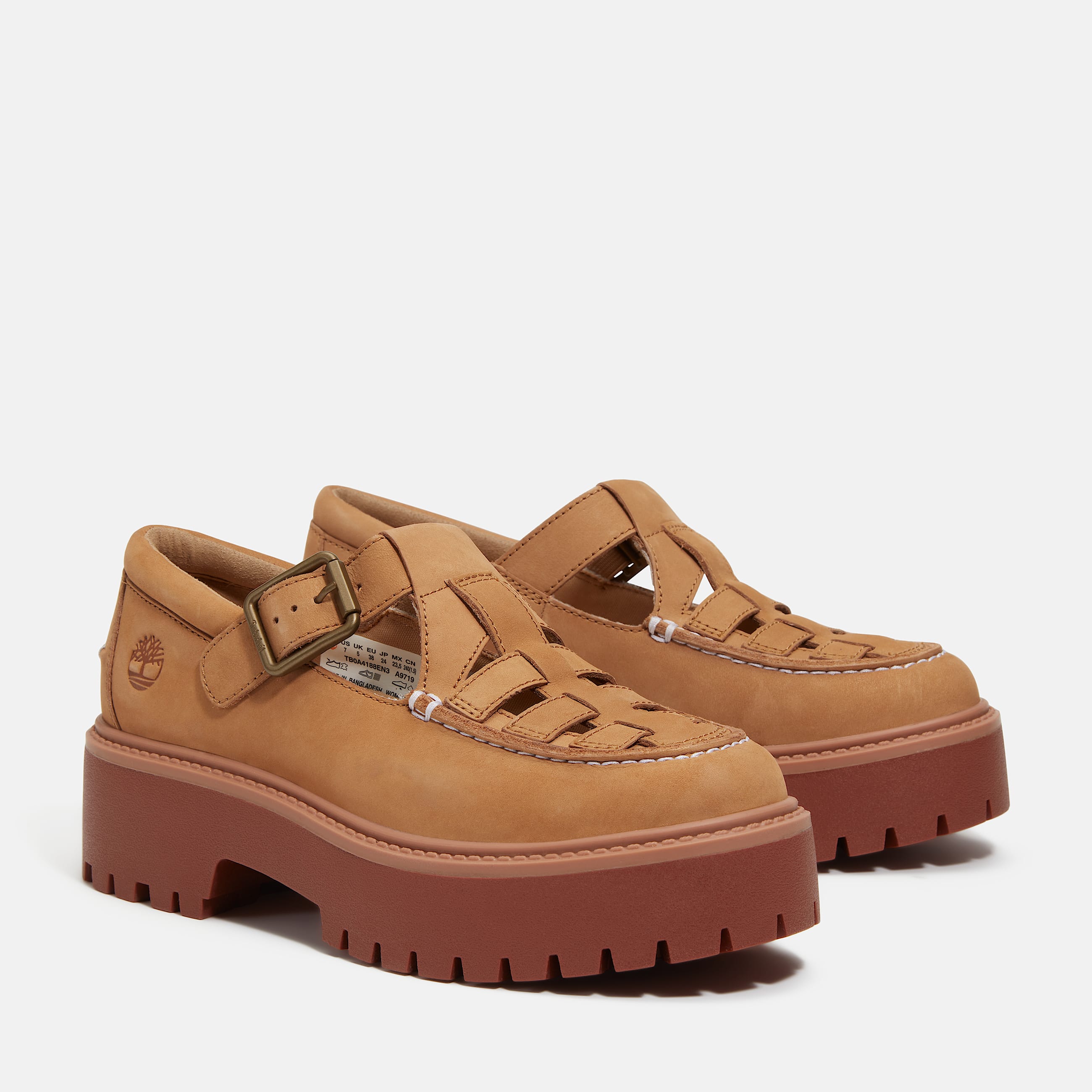 Timberland Women's Stone Street Platform Buckle Shoe 'Medium Beige Nubuck'