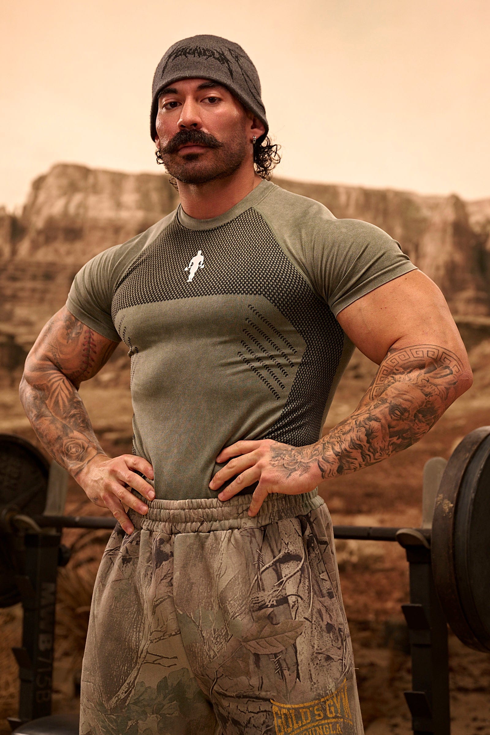 YoungLA 4286 - Gold's Iron Legacy Compression Tees 'Green'