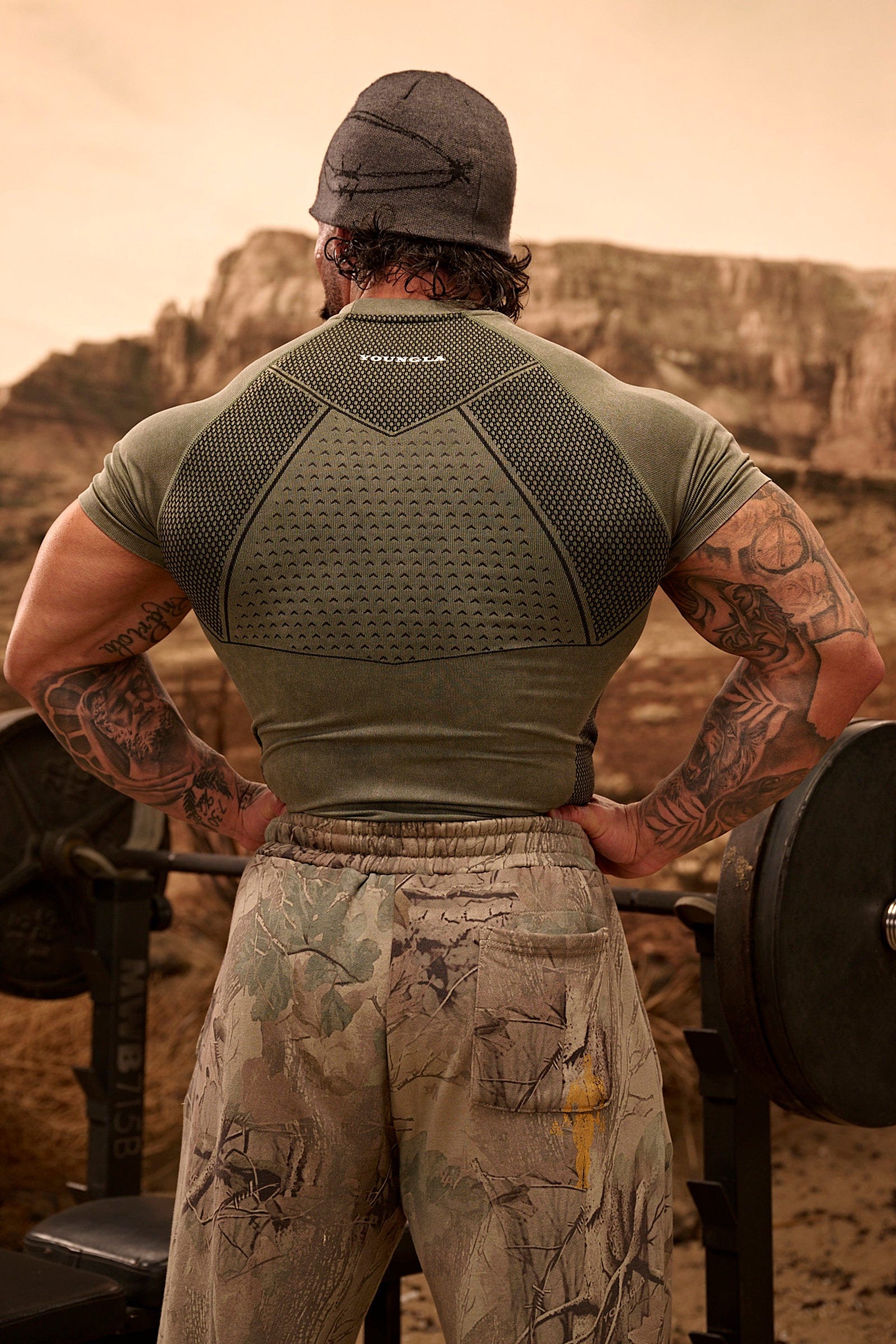 YoungLA 4286 - Gold's Iron Legacy Compression Tees 'Green'