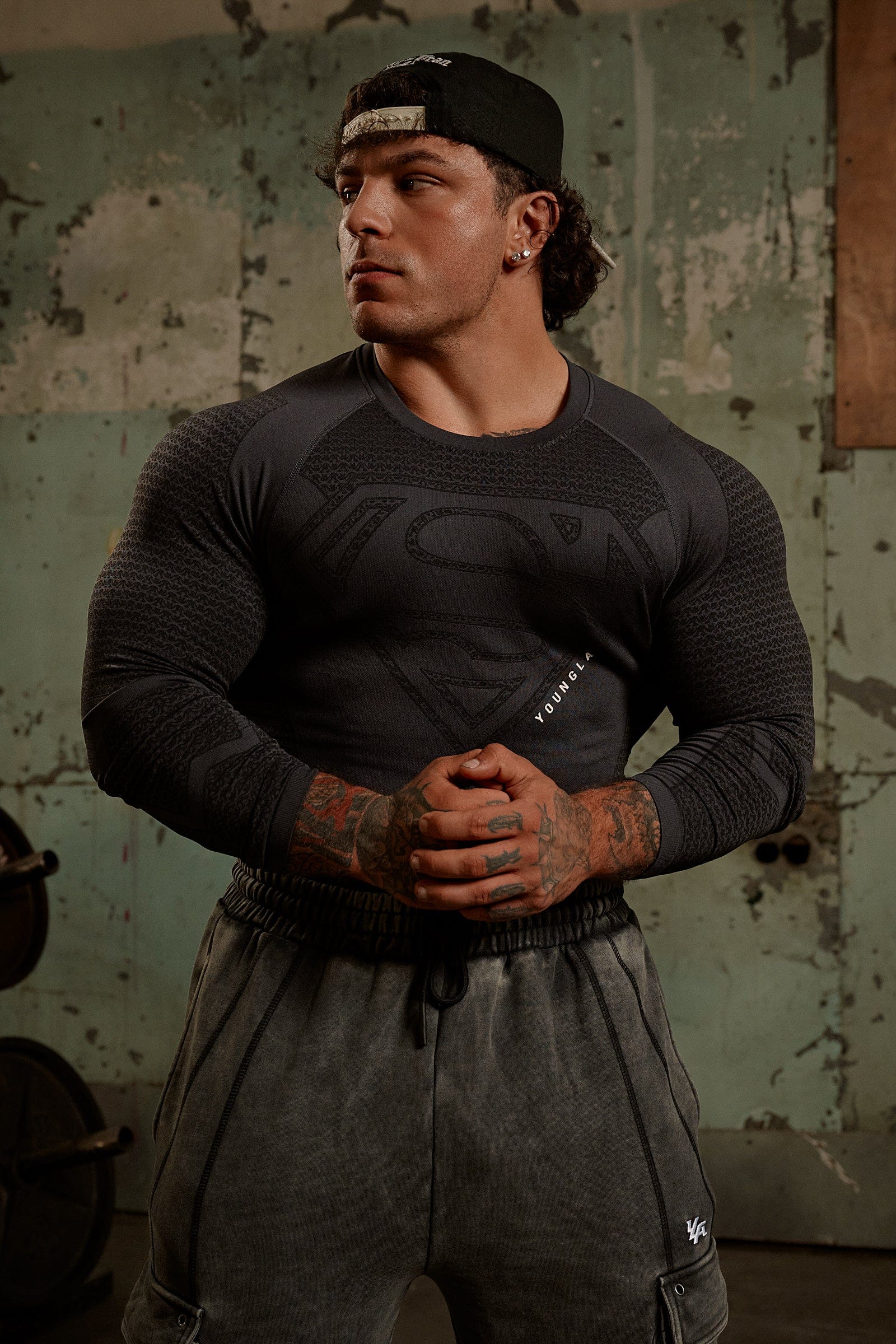 YoungLA 8066 - Superman Compression Longsleeves 'Black'