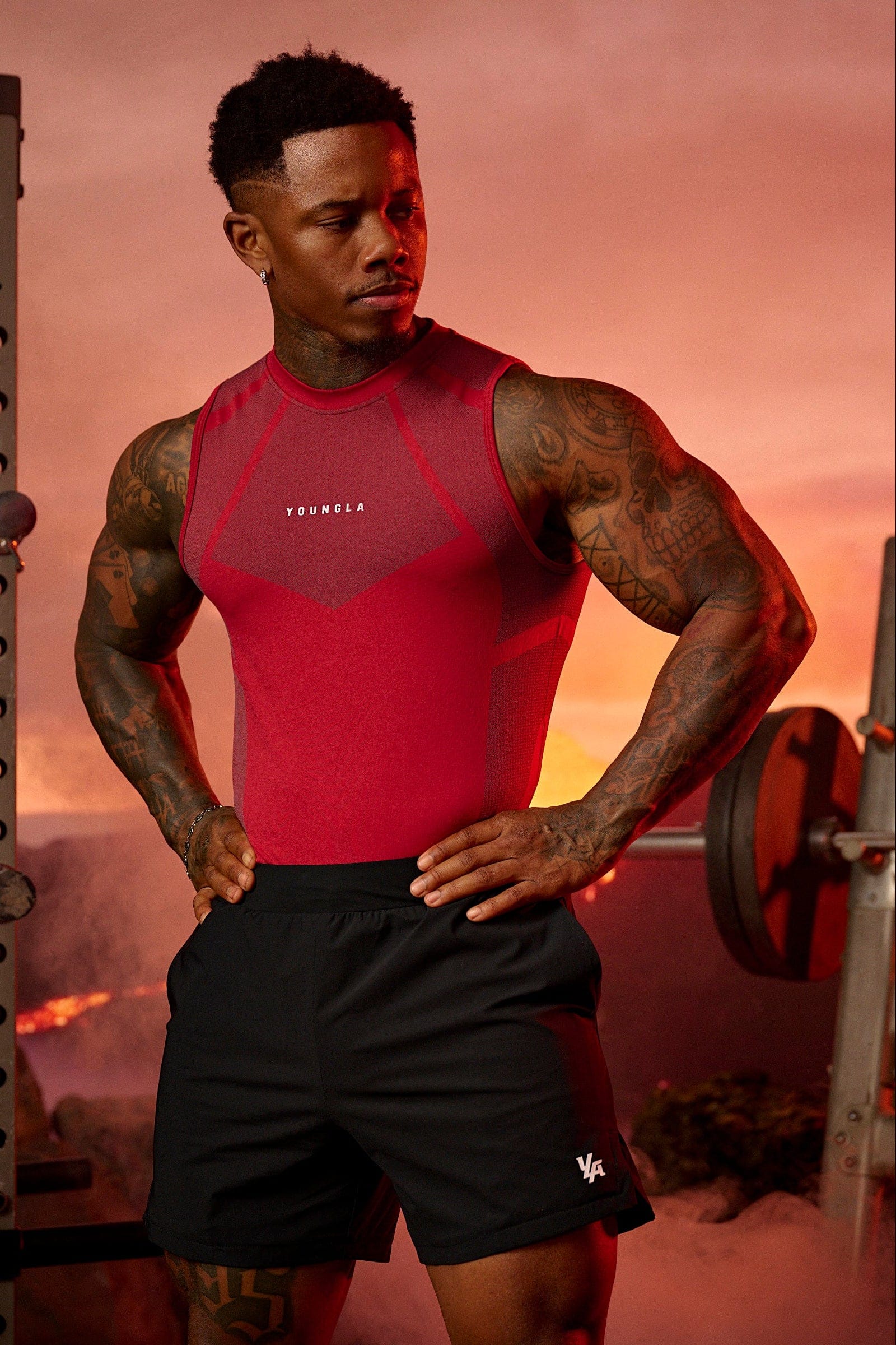 YoungLA 3052 - Apex Compression Cut-Offs 'Red'