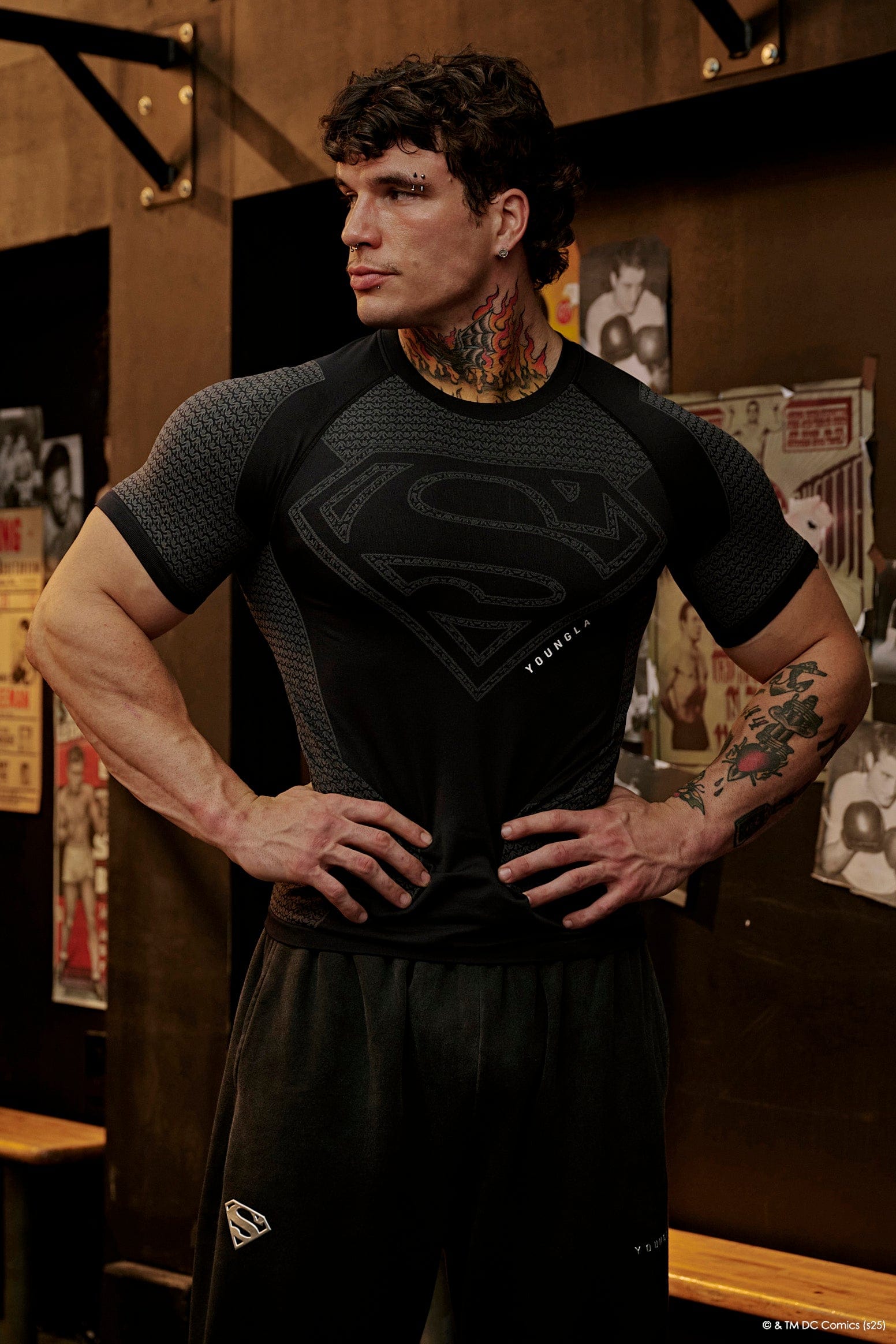 Young La 4117 - Superman Compression Tees 'Black'
