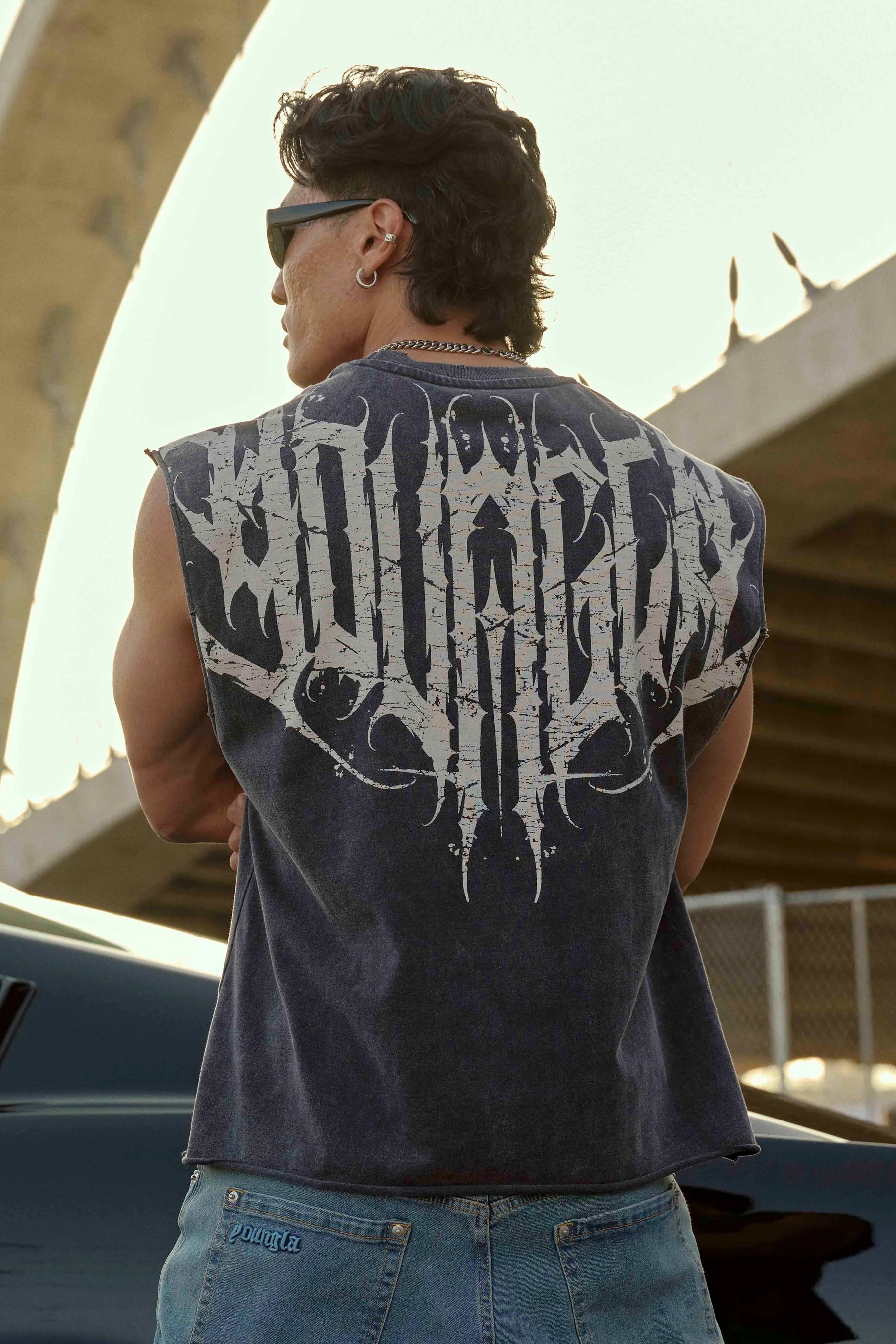 Young La 3022 - Anarchy Cropped Tanks 'Black Wash'