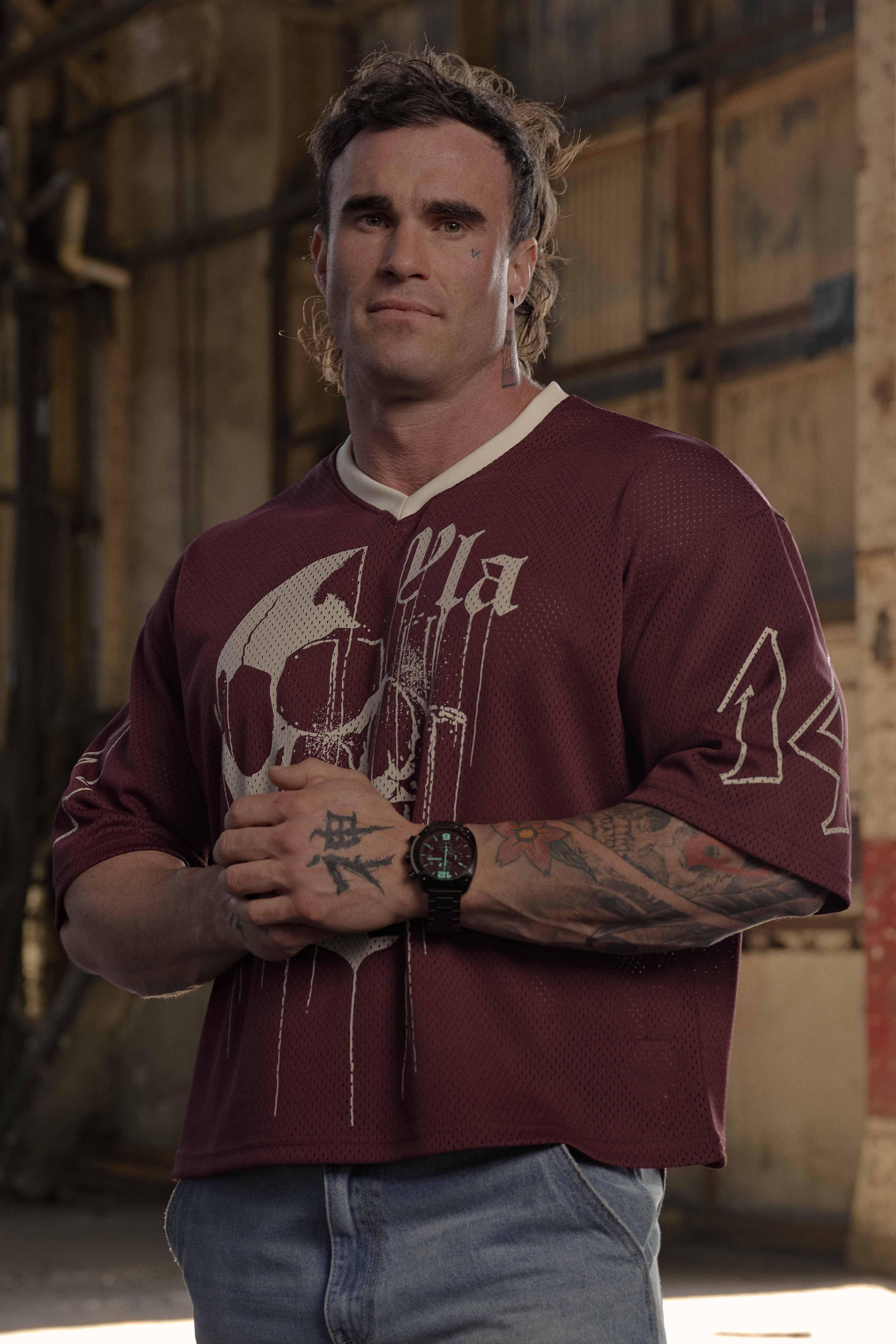 YoungLA 4015 - Drippy Skull Jersey 'Burgundy'