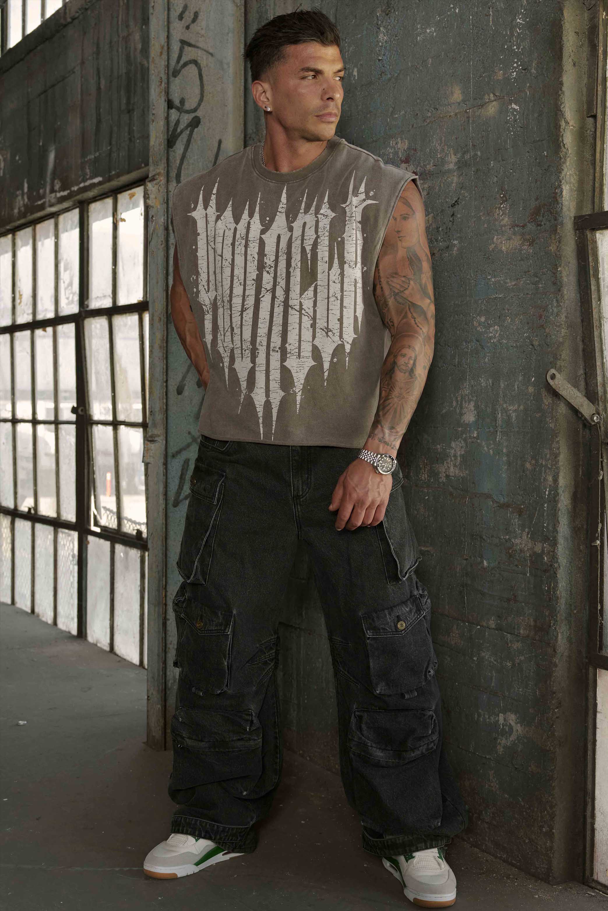 Young La 3021 - Revenge Crop Cut-Offs 'Olive Brown Wash'