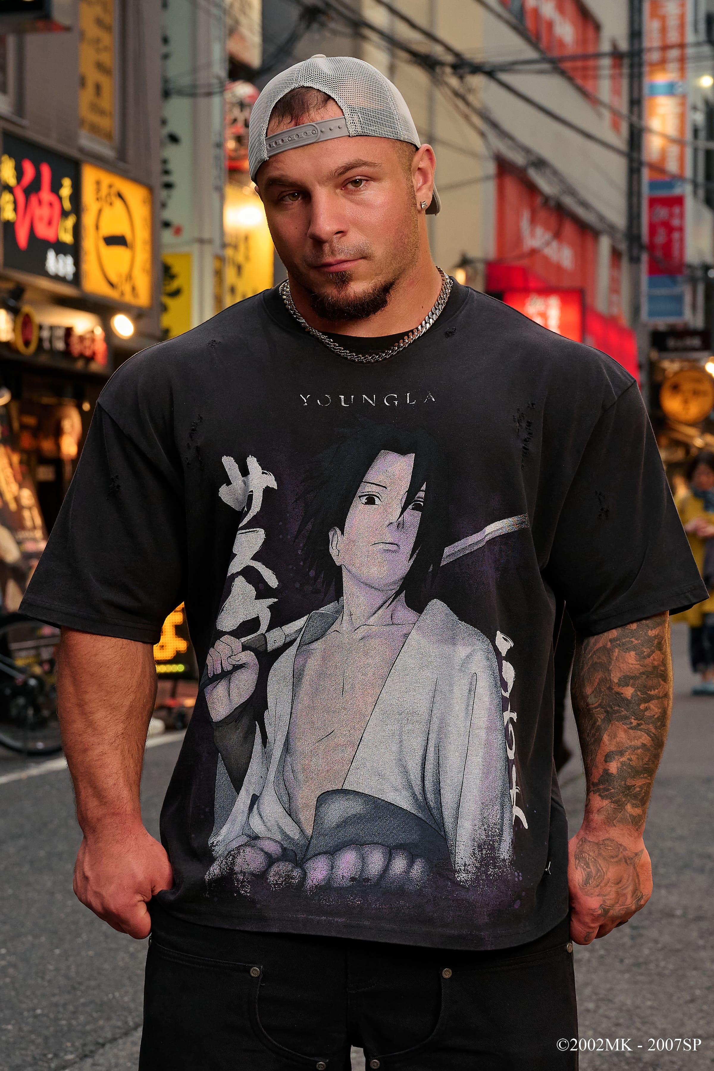 YoungLa 4318 - Naruto Distressed Tees 'Sasuke'