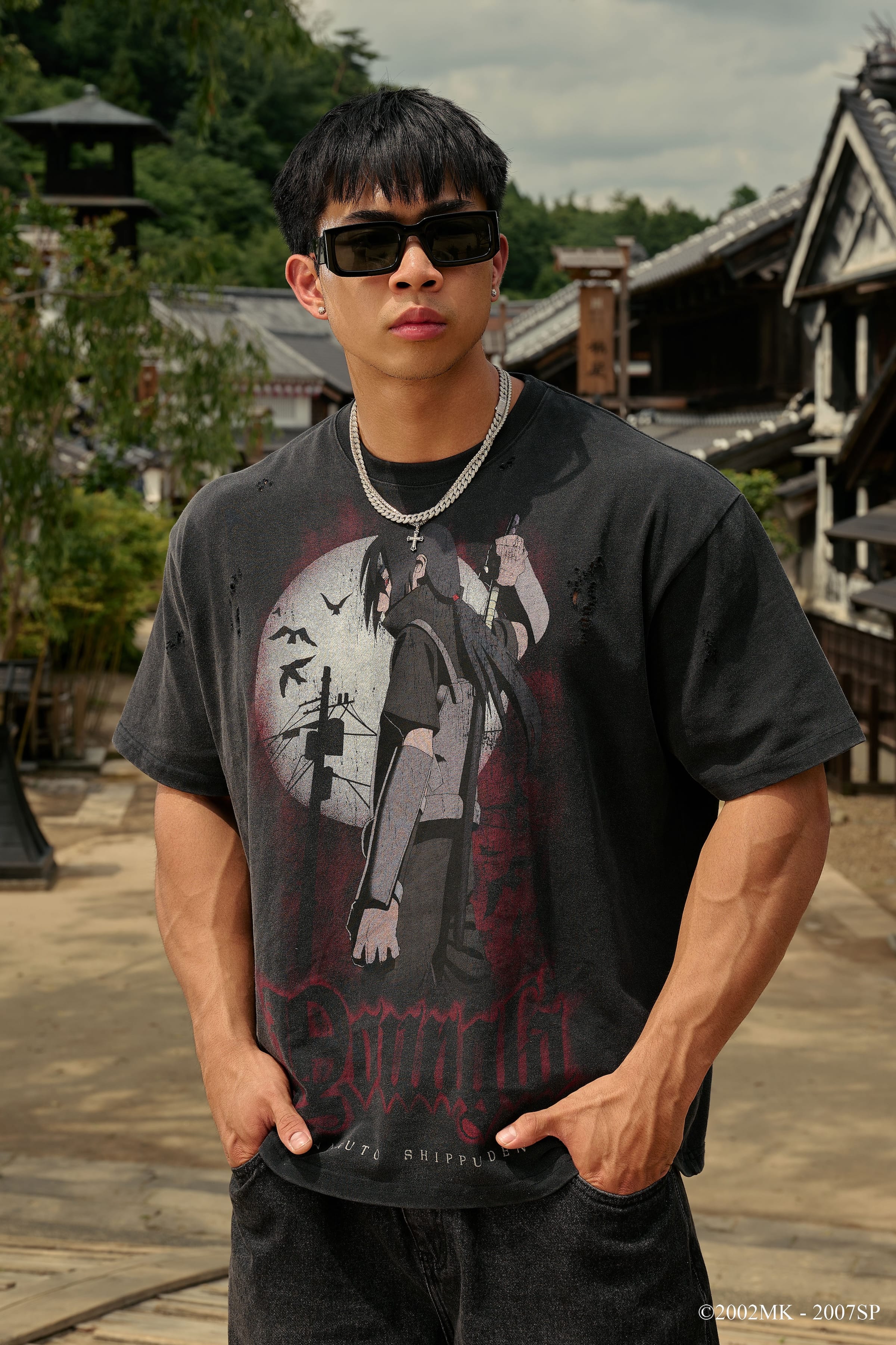 YoungLa 4318 - Naruto Distressed Tees 'Itachi'