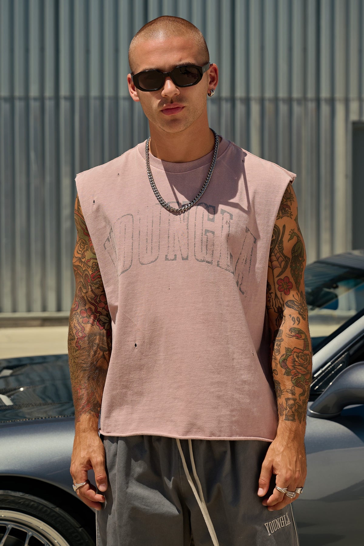 YoungLA 3098 - Since '14 Cut-Offs 'Dusty Pink'