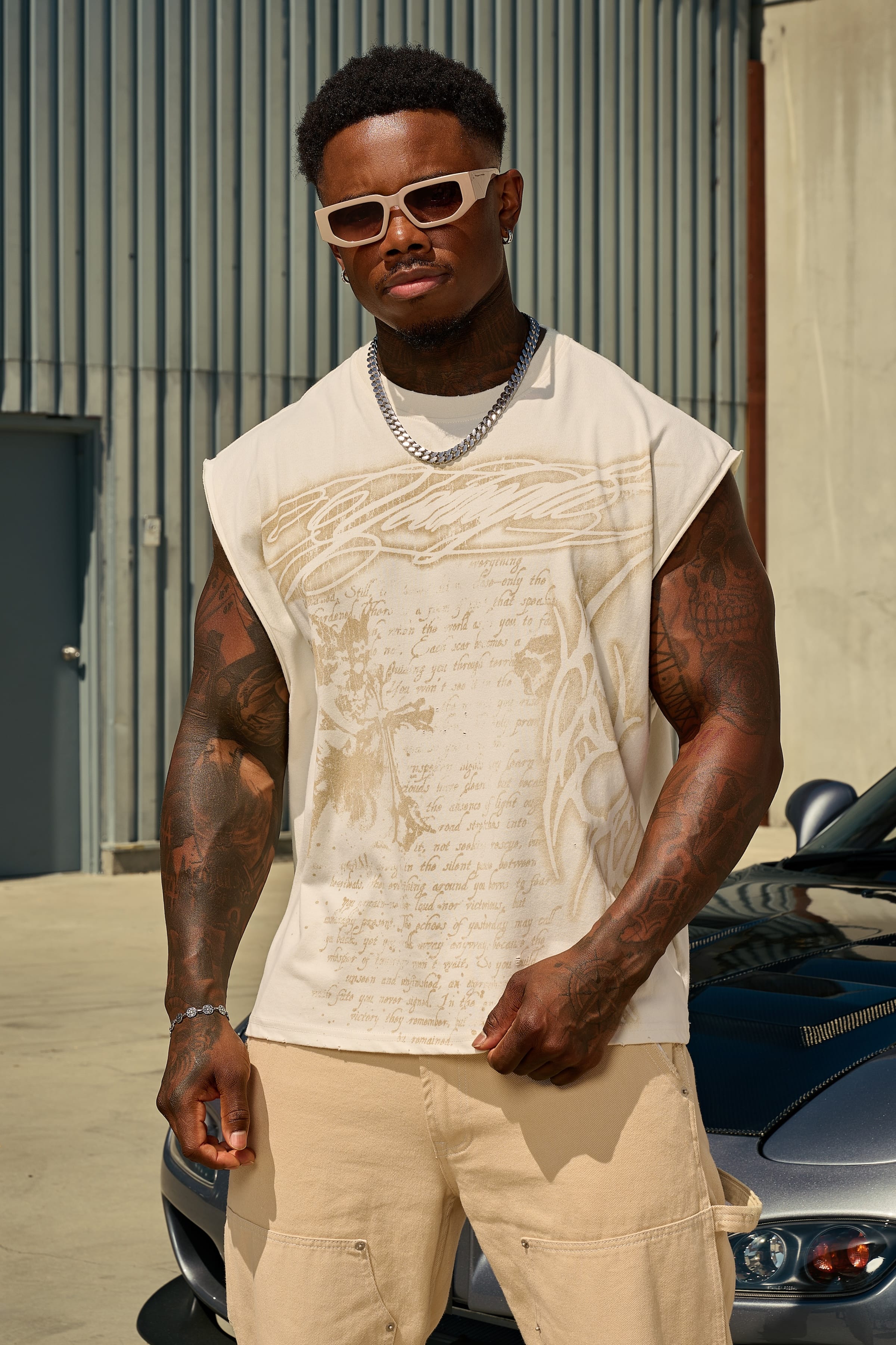 YoungLA 3095 - Sacred Sigil Cut-Offs 'Off-White'