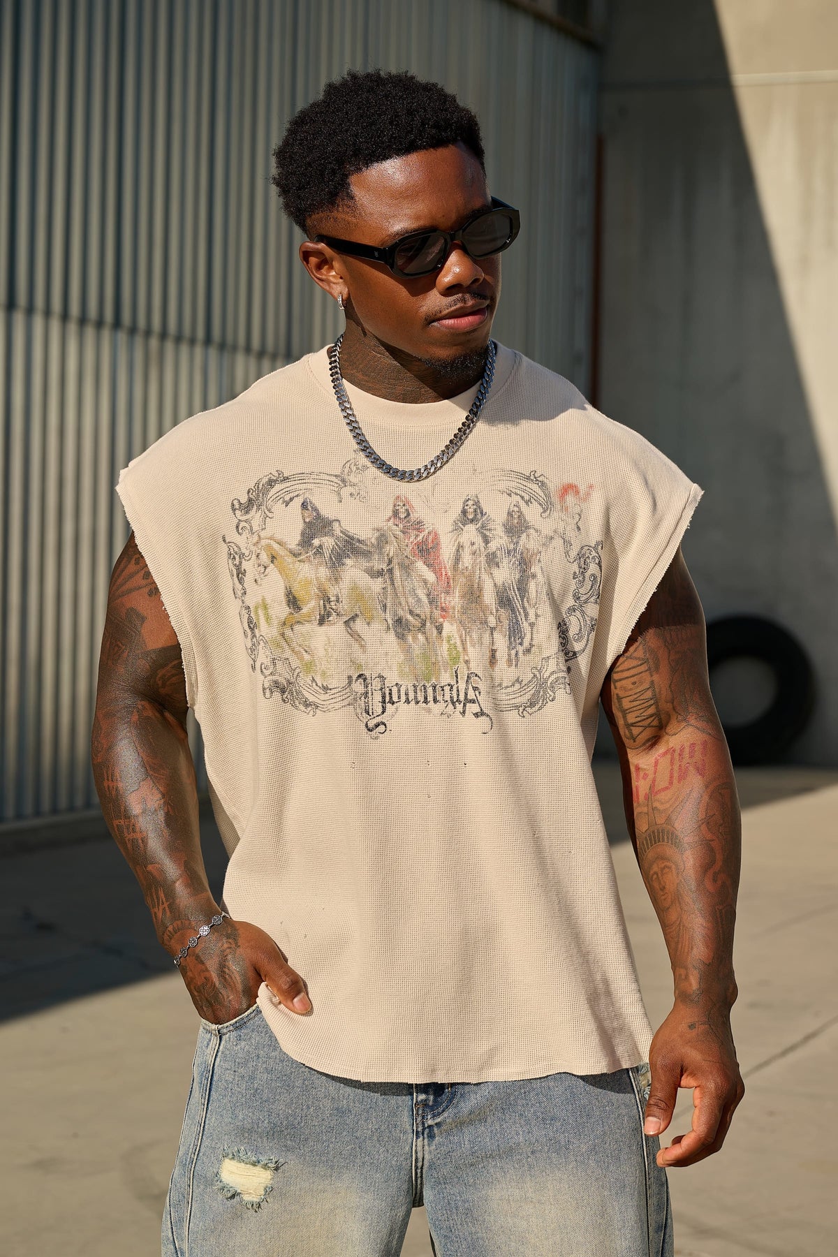 YoungLA 3097 - Knights Cut-Offs 'Off-White'