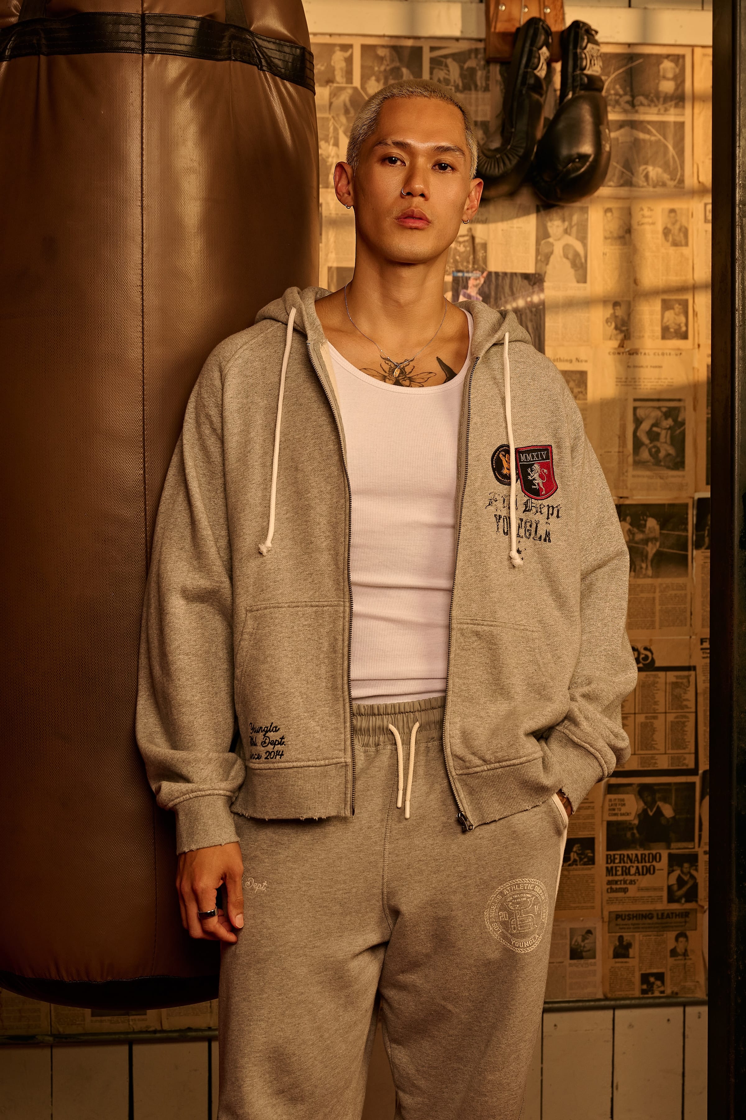 YoungLA 5132 - Golden Era Zip-Ups 'Heather Grey'