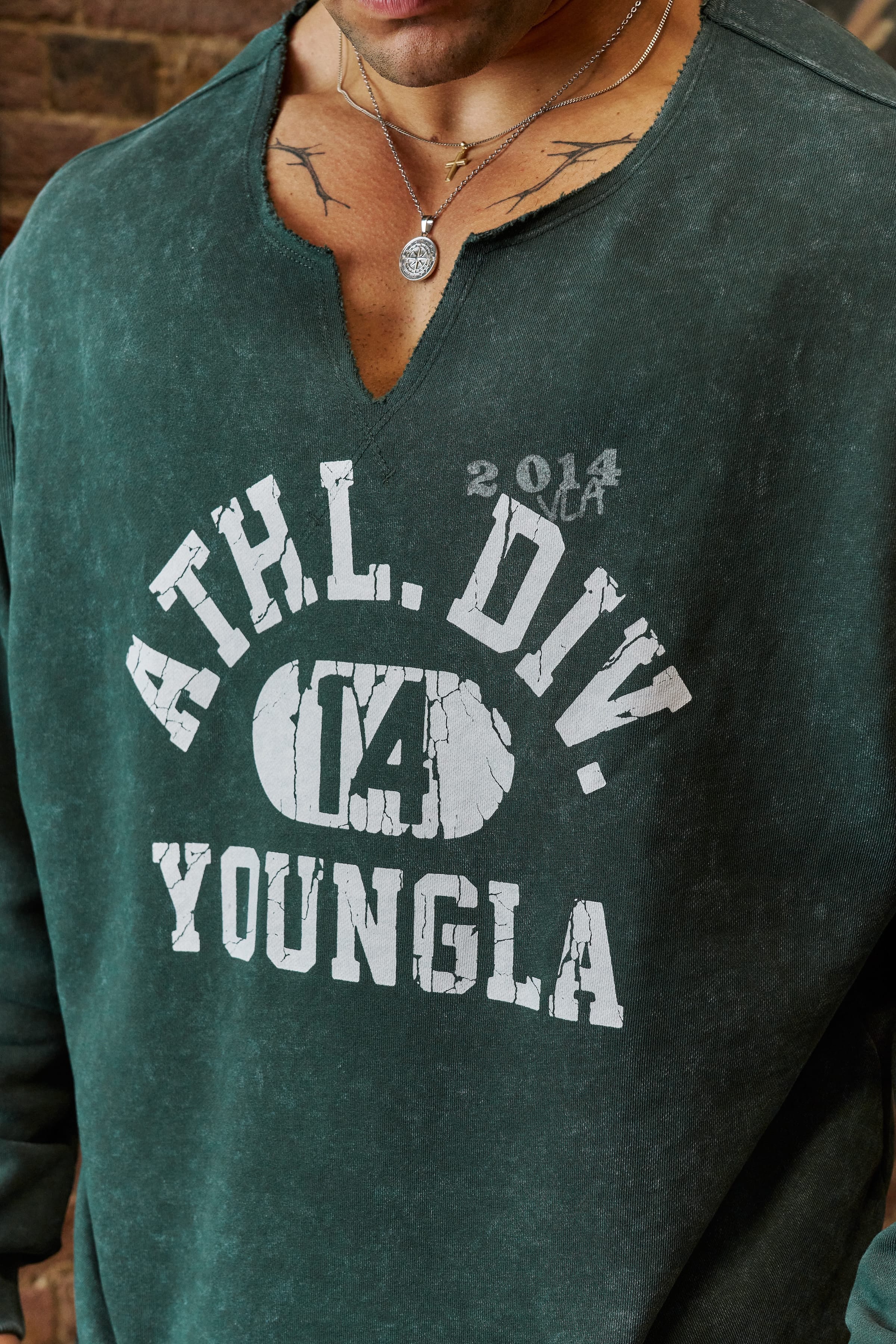 YoungLA 8098 - Golden Era Pump Cover Crewneck ' Green Wash'