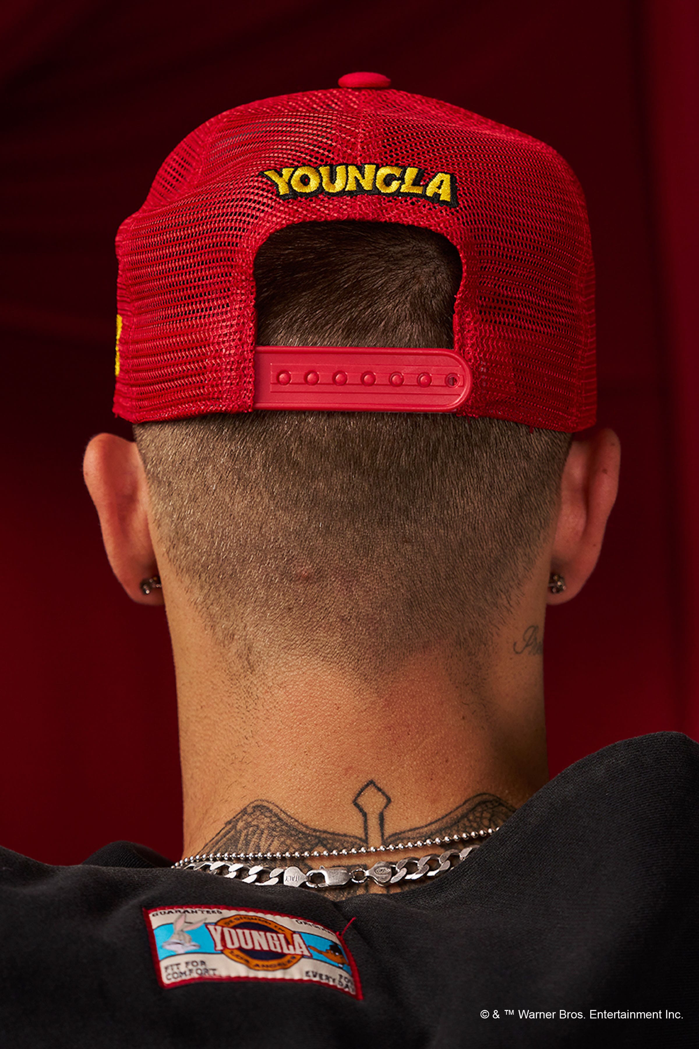 YoungLA 9135 - Looney Tunes Patch Trucker Hats 'Taz H'