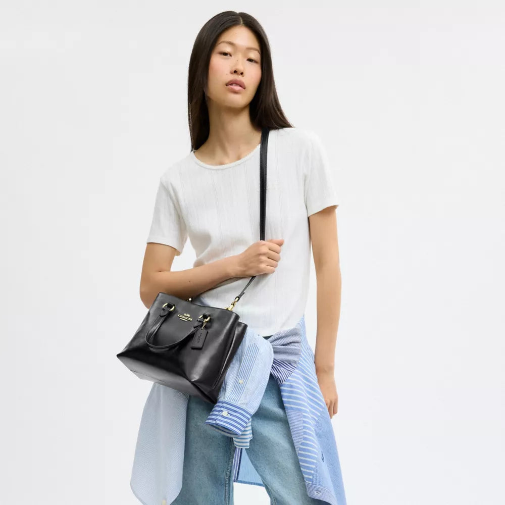 Coach Station Carryall Bag In Signature Canvas 'Crinkle leather Gold Black'