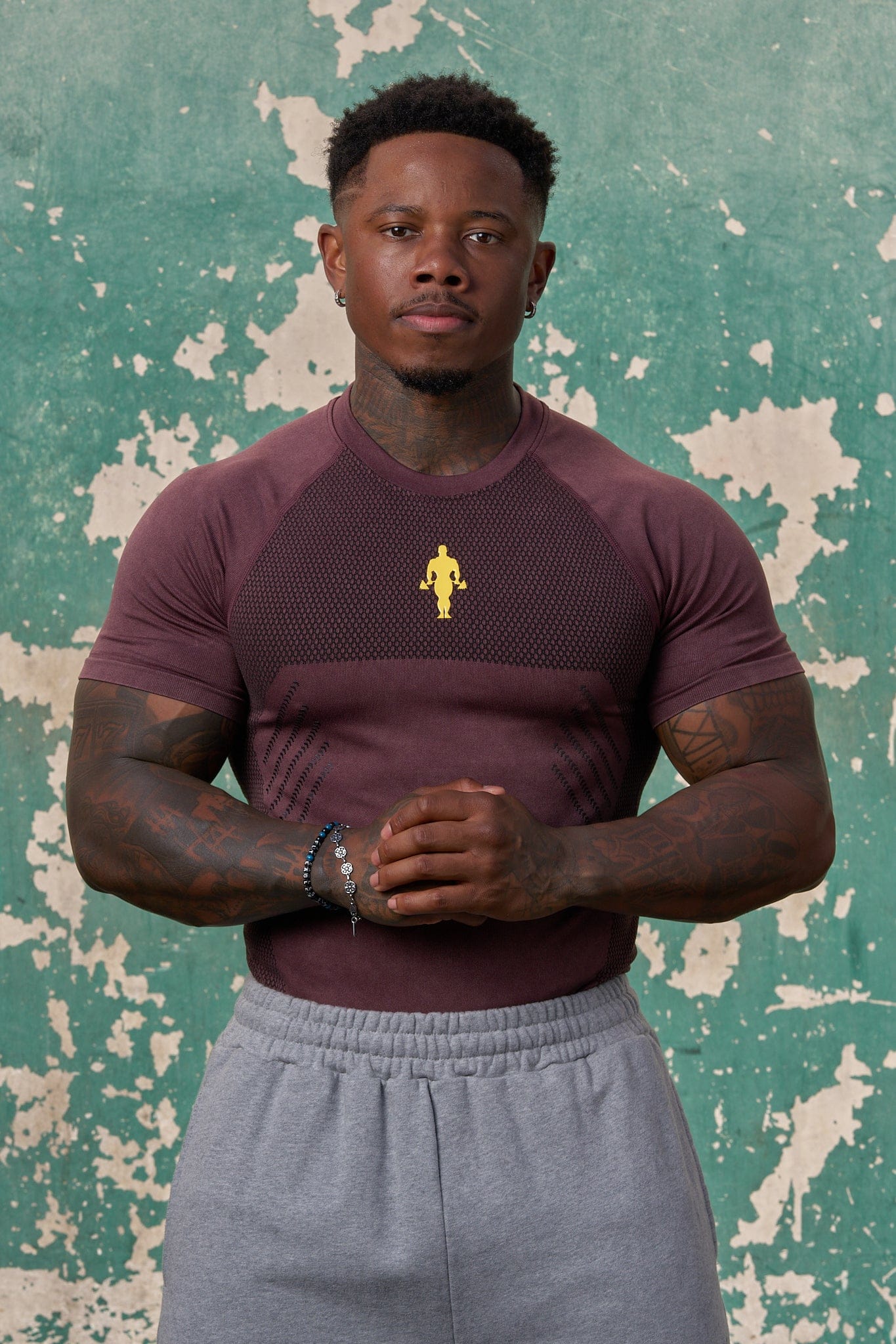 YoungLA 4286 - Gold's Iron Legacy Compression Tees 'Burgundy'