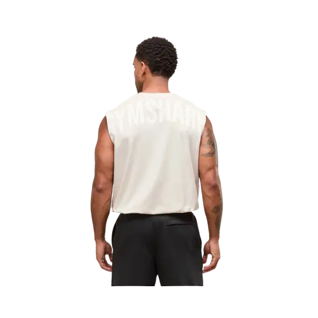 Gymshark Power Cut Off Tank Oversized Fit Oat White