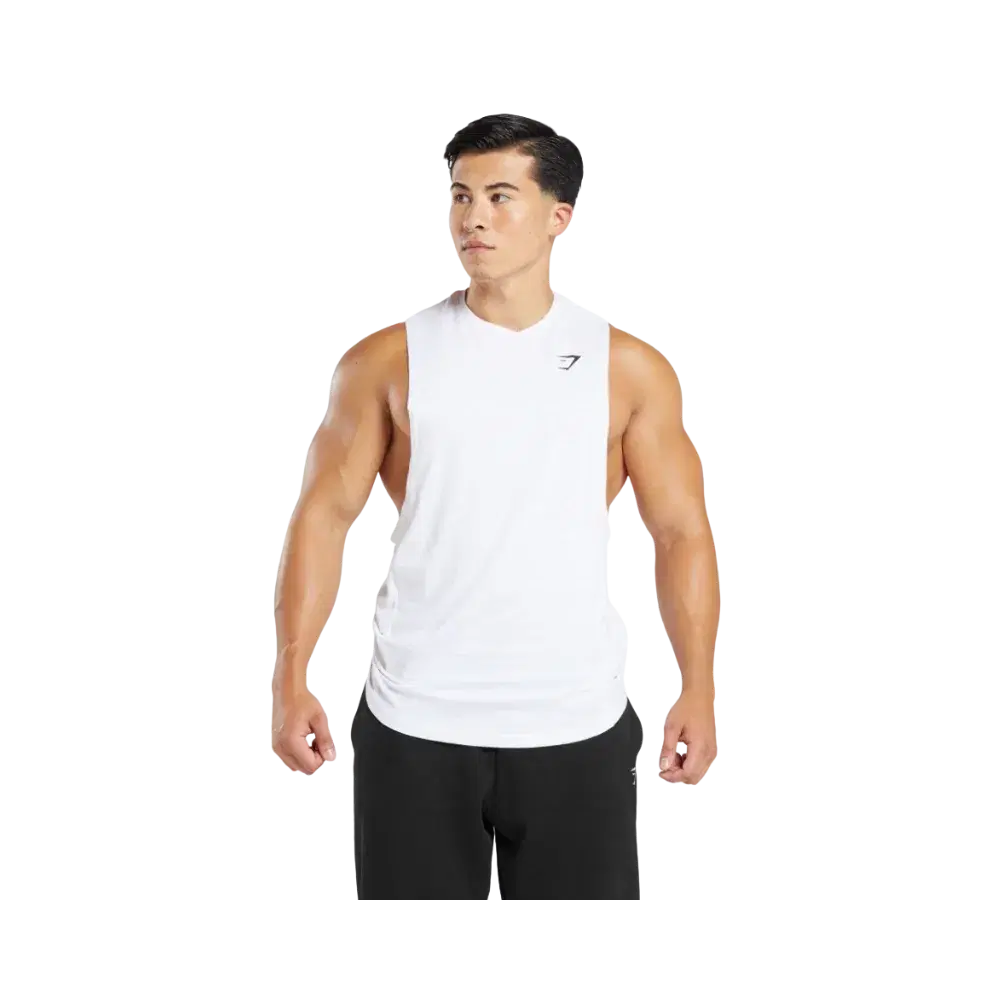 Gymshark React Drop Arm Tank Slim Fit White